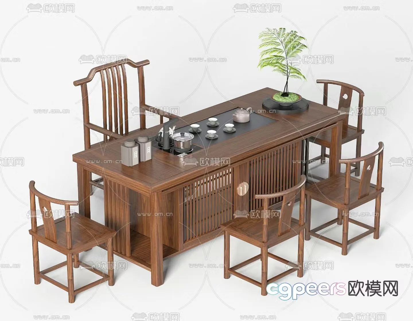 New Chinese style tea table tea table 3d model