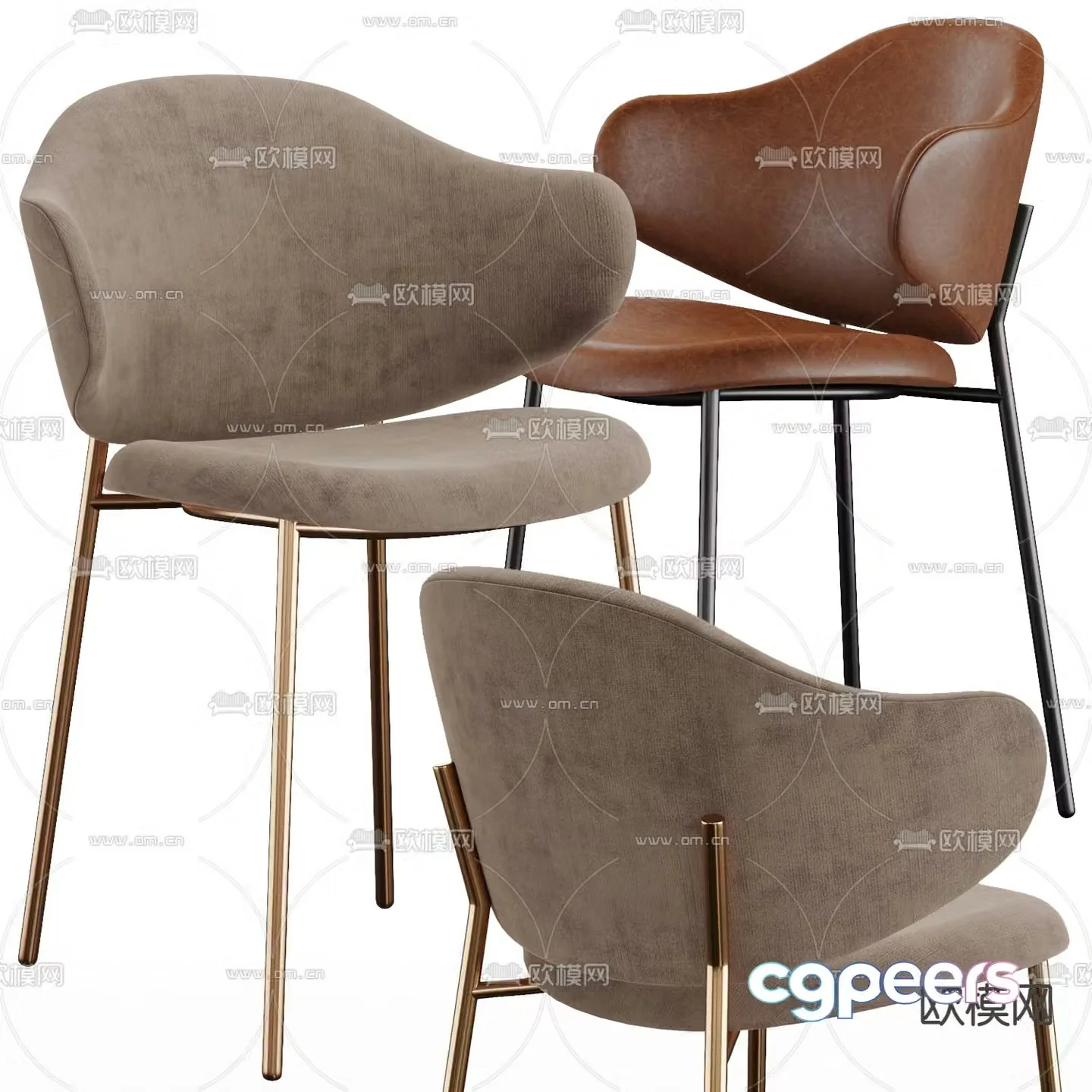 Calligaris modern fabric side chair 3d model