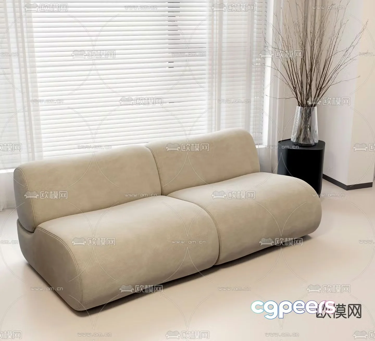 Double sofa upholstered sofa 3d model