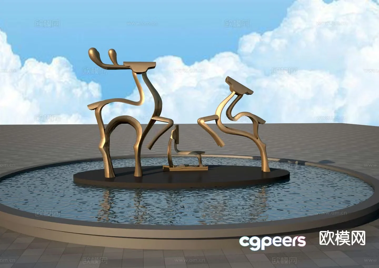 Landscape sculpture square sculpture 3d model
