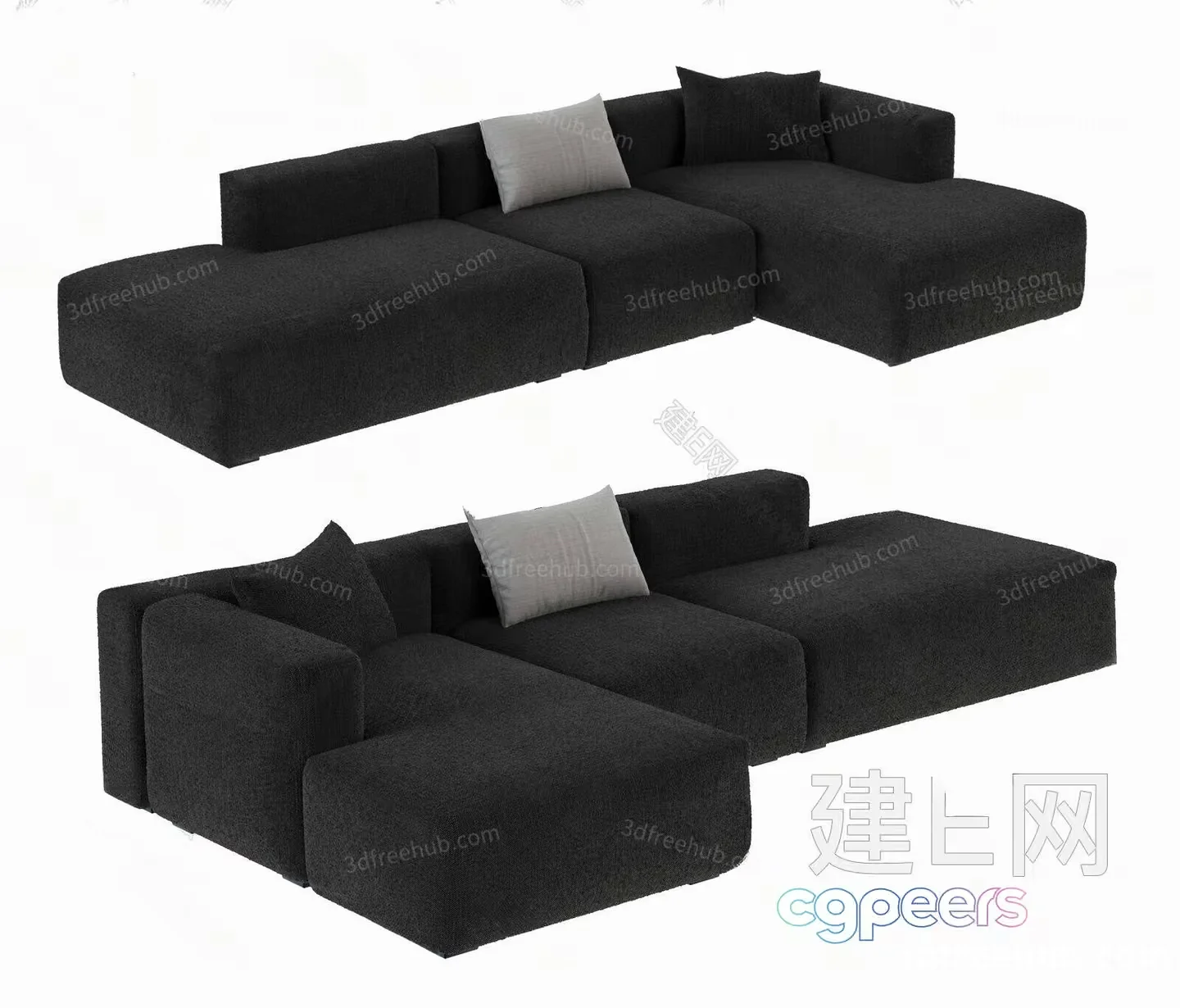 A Black Couch 3D Model – 20859 – VRAY Render