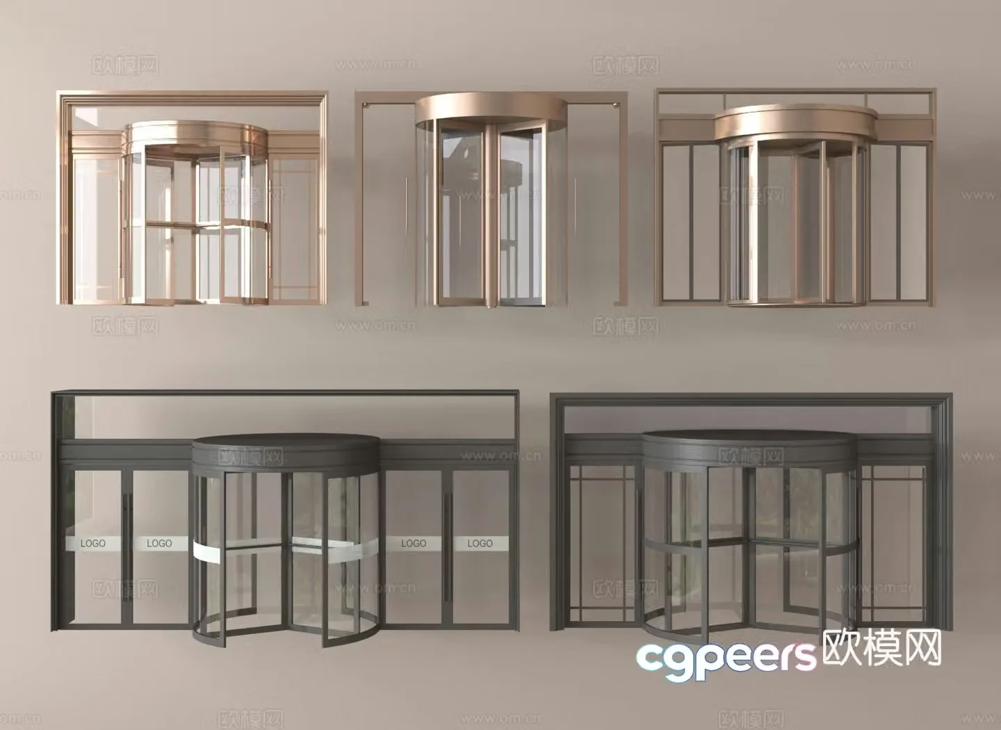 Automatic revolving door sensor door hotel door 3d model