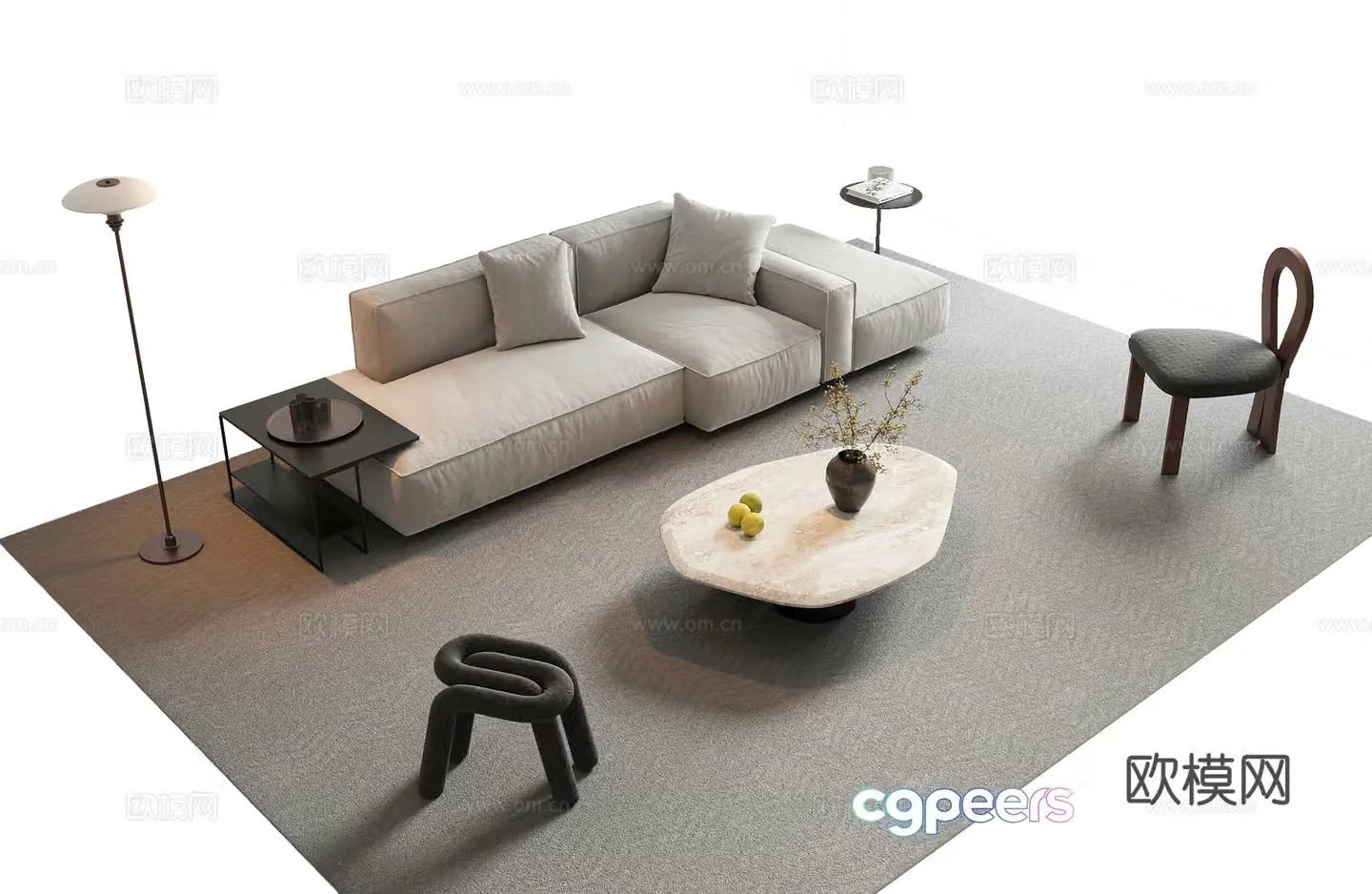 Modern sofa coffee table modular sofa 3d model