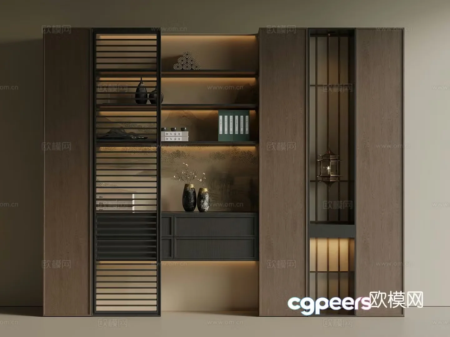 Middle style Italian bookcase Song style bookcase 3D model