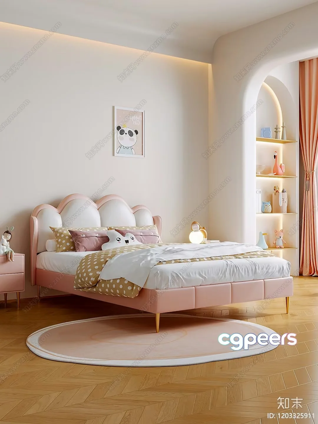 A Pink And White Bed 3D Model – 15822 – CORONA Render