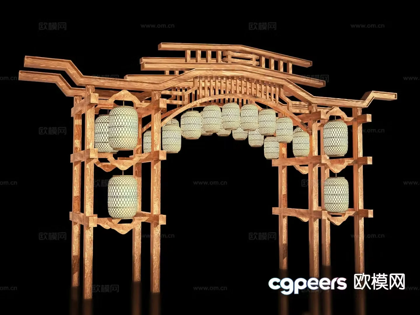 New Chinese style arch gate tower 3D model