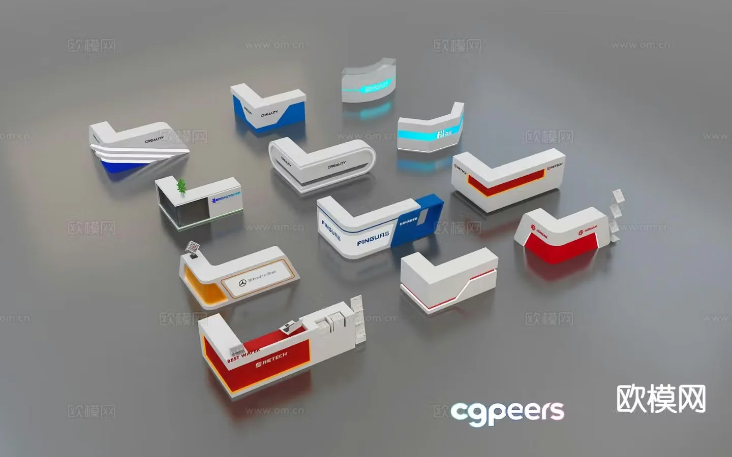 Modern exhibition booth reception desk 3d model