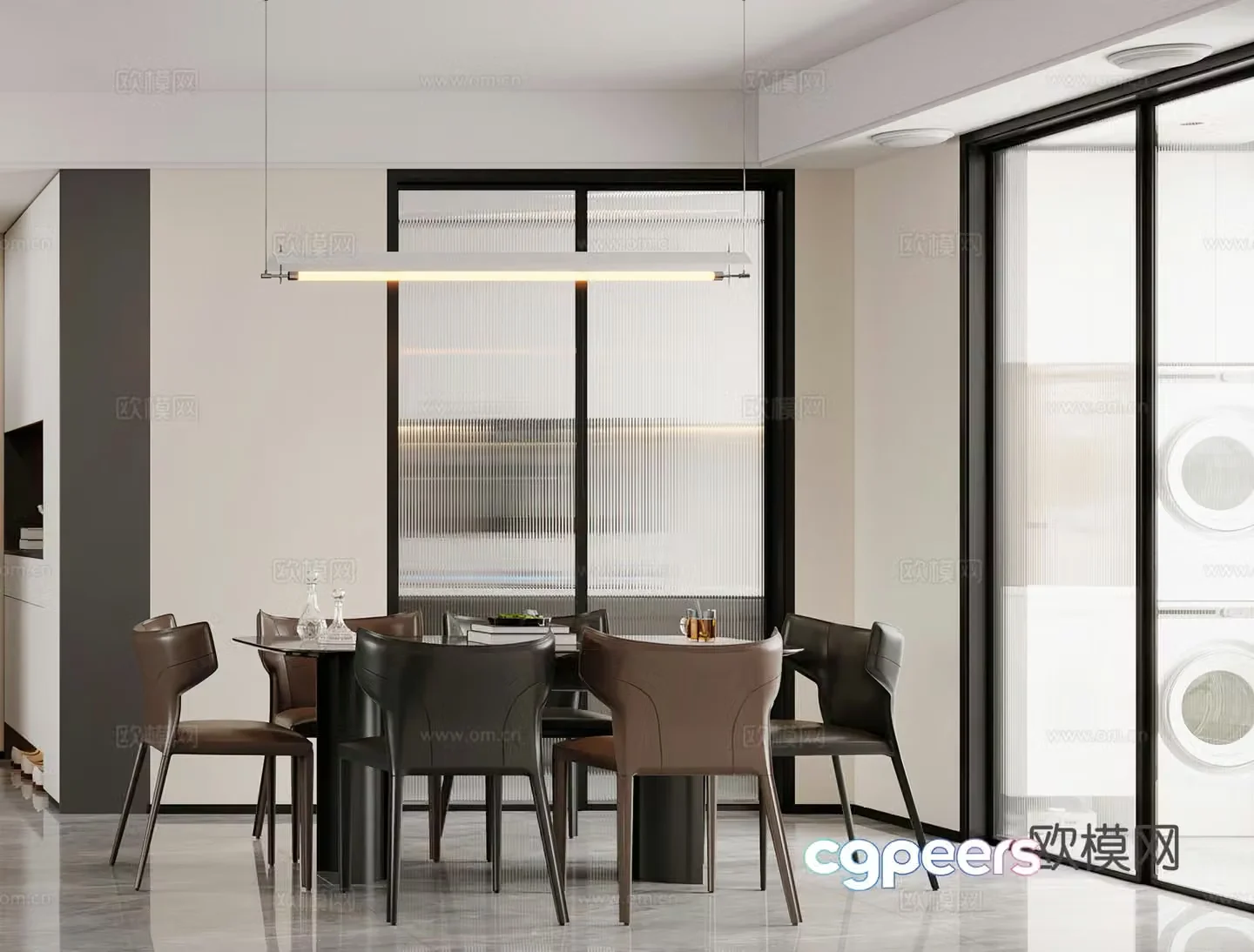 Modern restaurant Light luxury restaurant Dining table Chandelier Simple restaurant Modern living restaurant 3D model