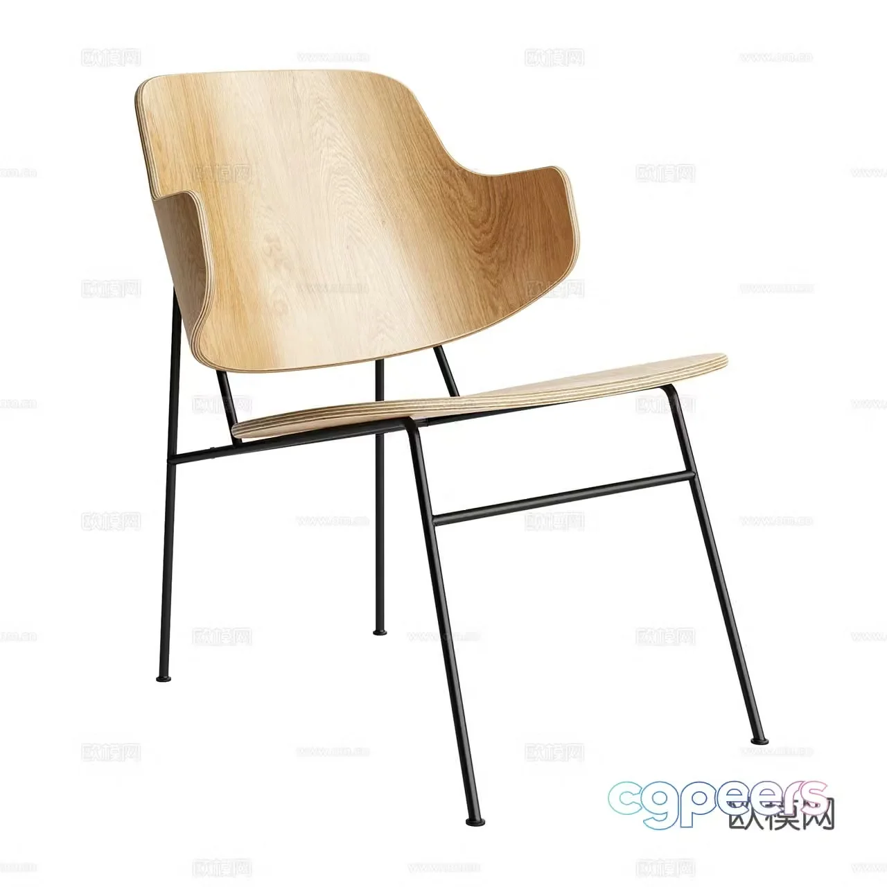 Menu Nordic single chair Log single chair Dining chair Armchair Wooden chair 3d model