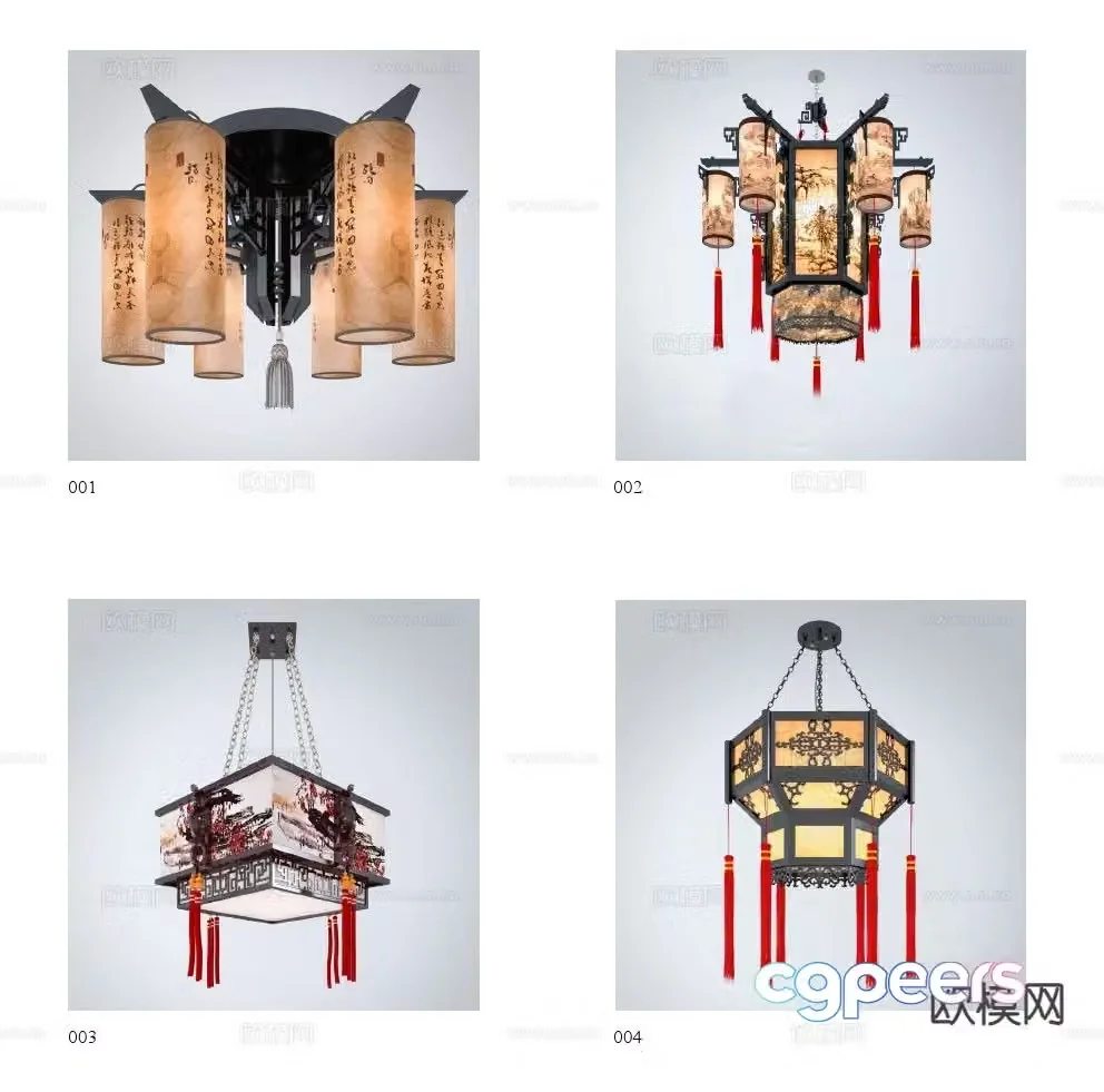 Chinese chandelier antique lamp palace lantern 3D model