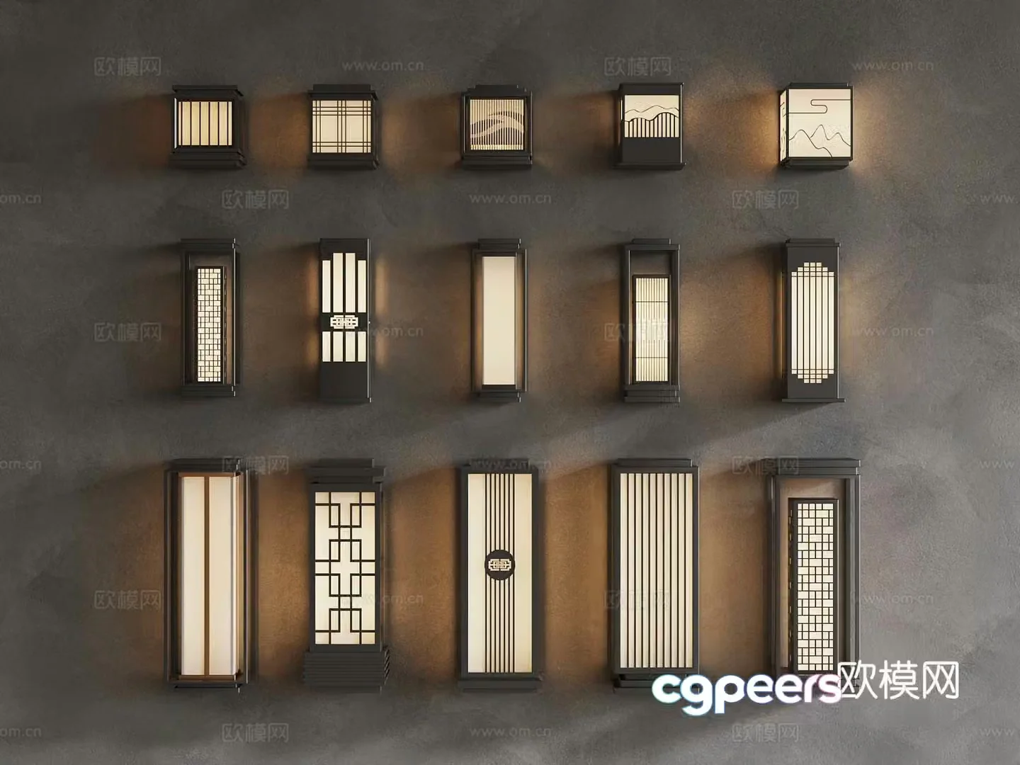 New Chinese style courtyard lights outdoor lights floor lamp 3d model