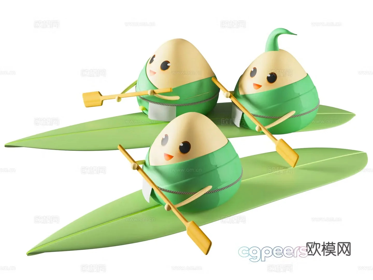 Dragon Boat Festival 3D Dragon Boat Festival Ancient style creative rice dumplings Cartoon rice dumplings Cartoon Dragon Boat Festival 3D model