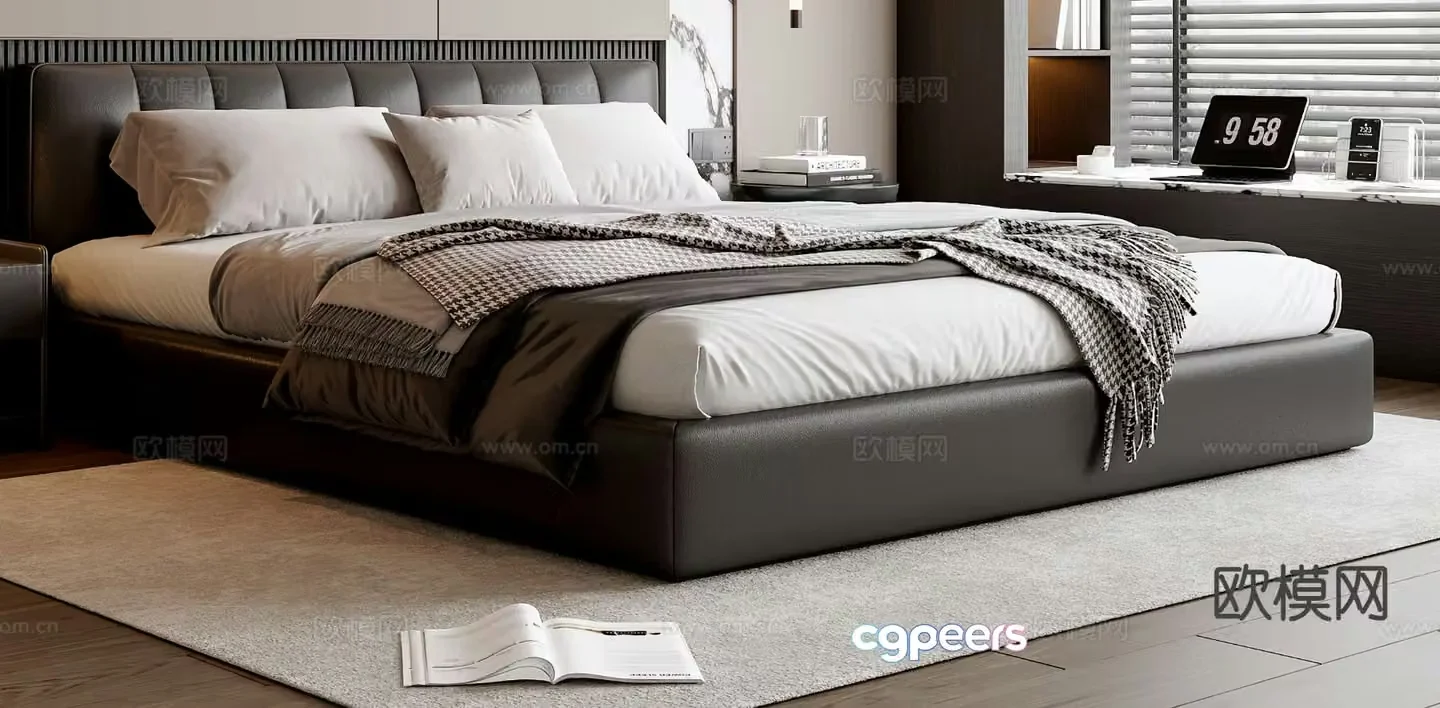 Italian double bed 3d model