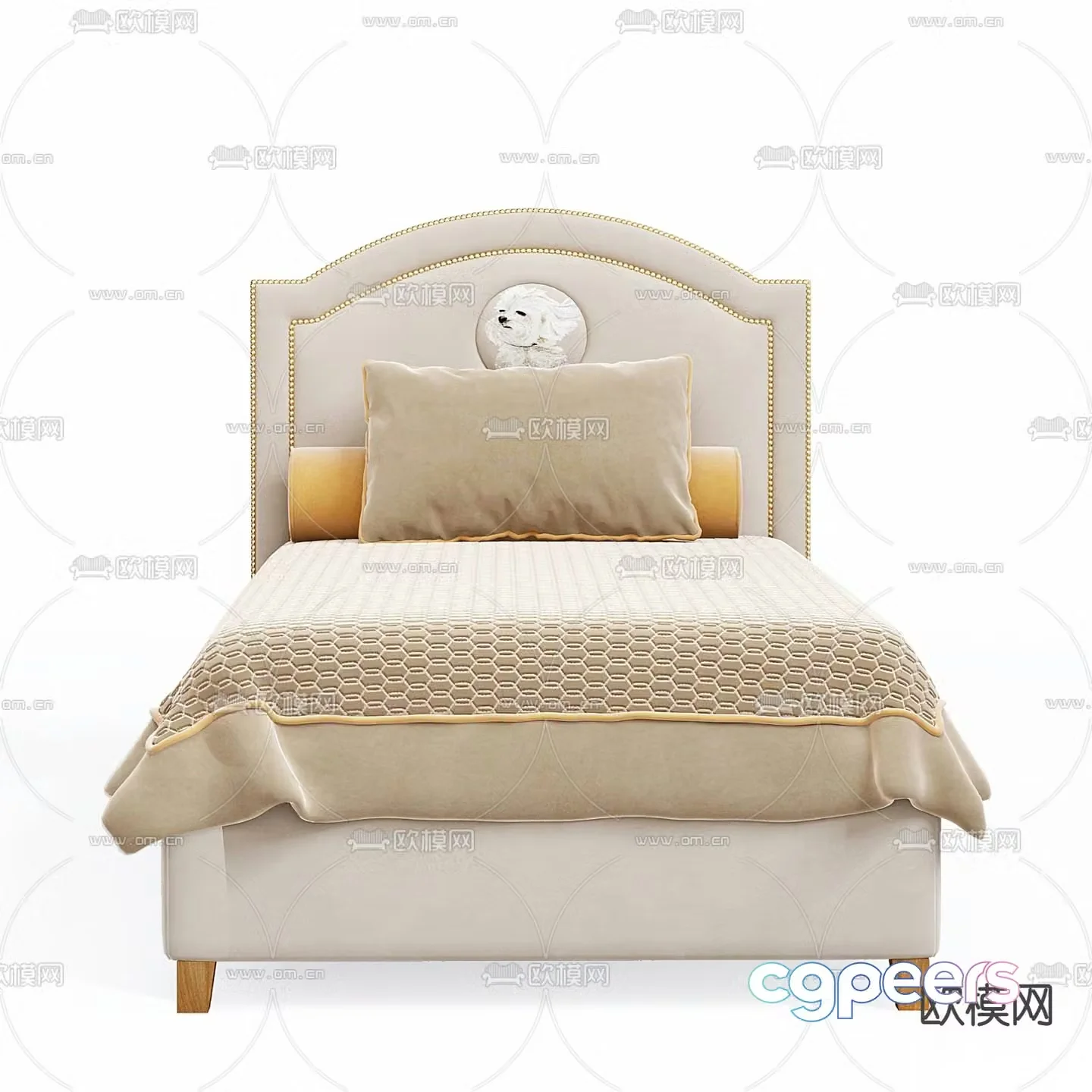 Simple European children’s bed 3D model