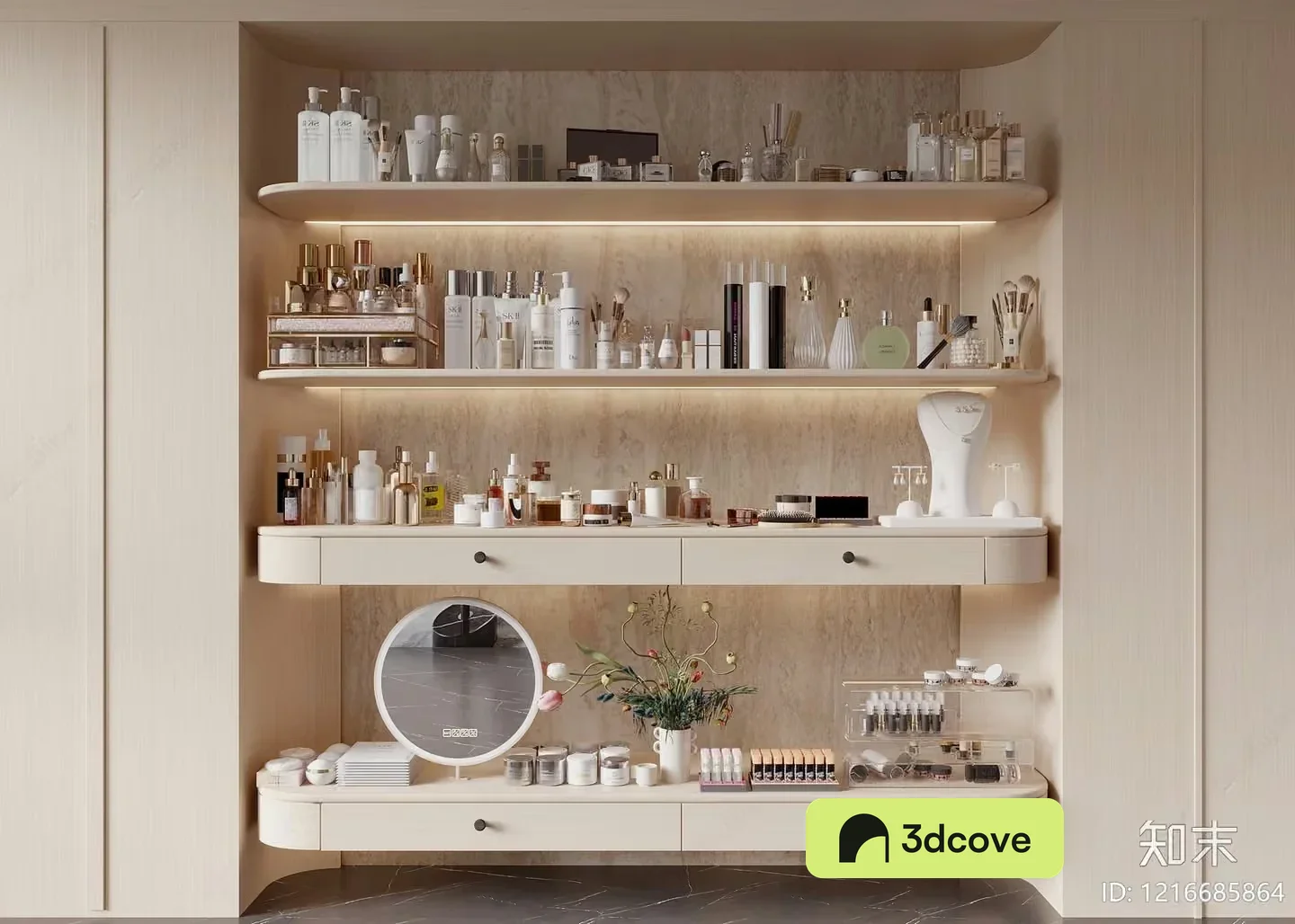 A Shelf With Various Cosmetics