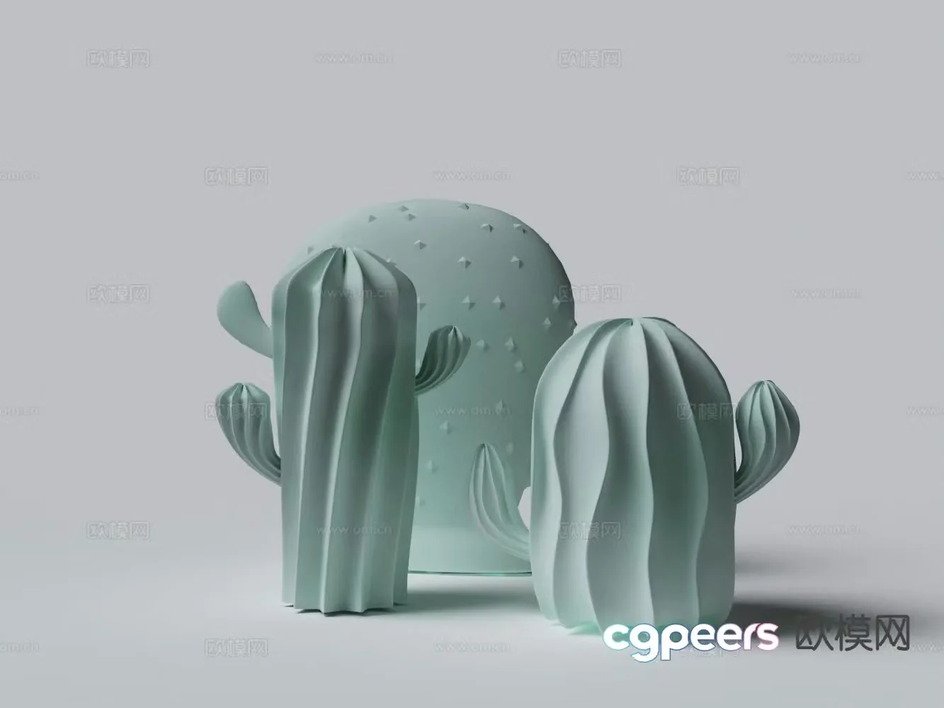 Modern cactus celadon ornament 3d model