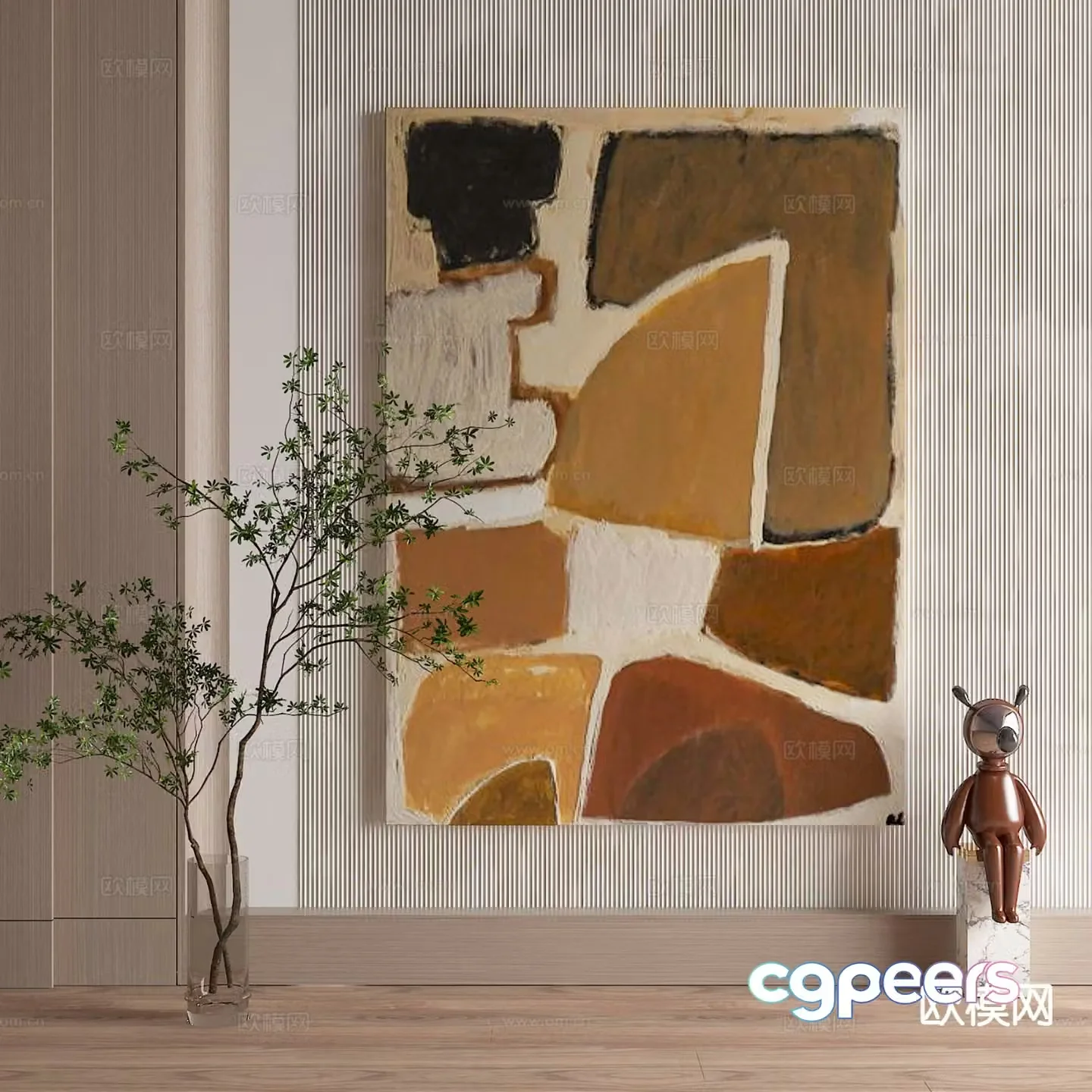 Medieval style decorative painting abstract painting oil painting 3d model