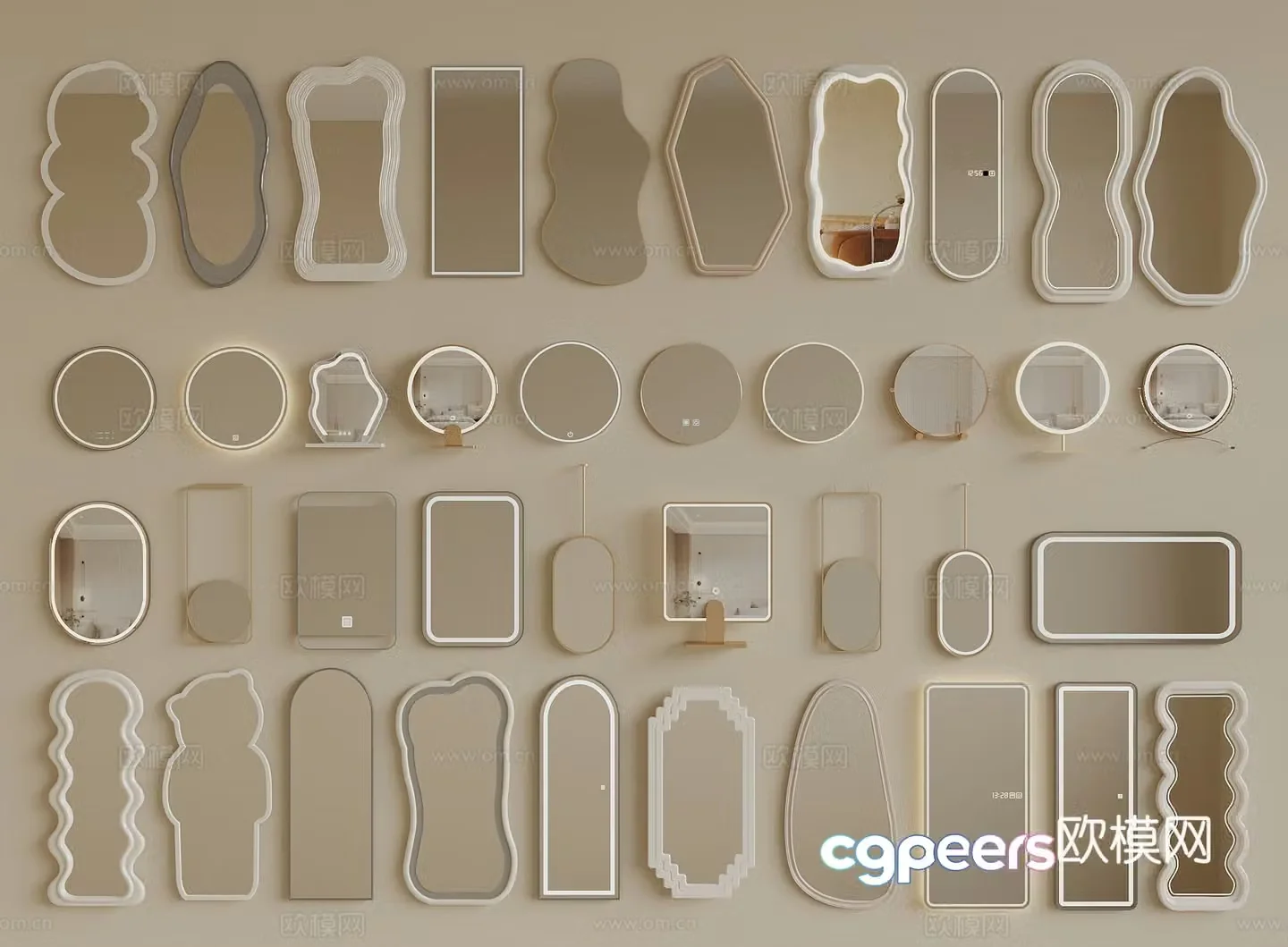 Modern mirror Floor-standing mirror Clothes mirror Makeup mirror Bathroom mirror Special mirror 3D model