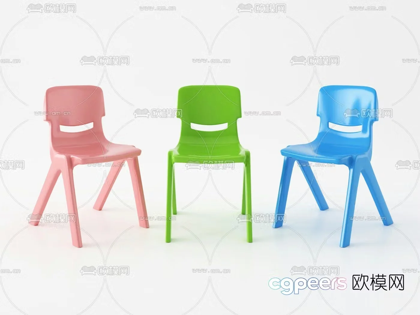 Nordic plastic children’s chair 3d model