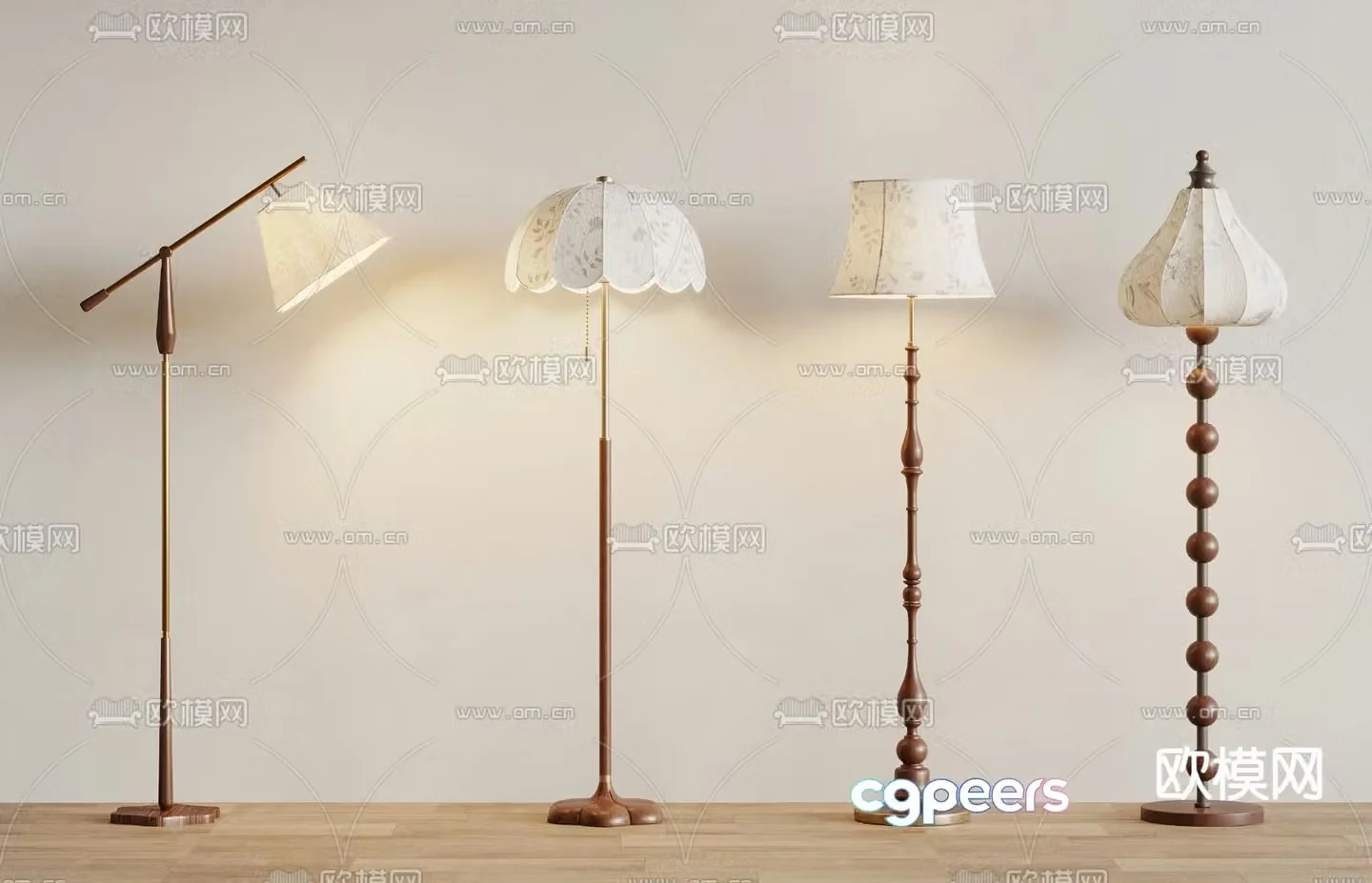 Creamy wind floor lamp 3d model