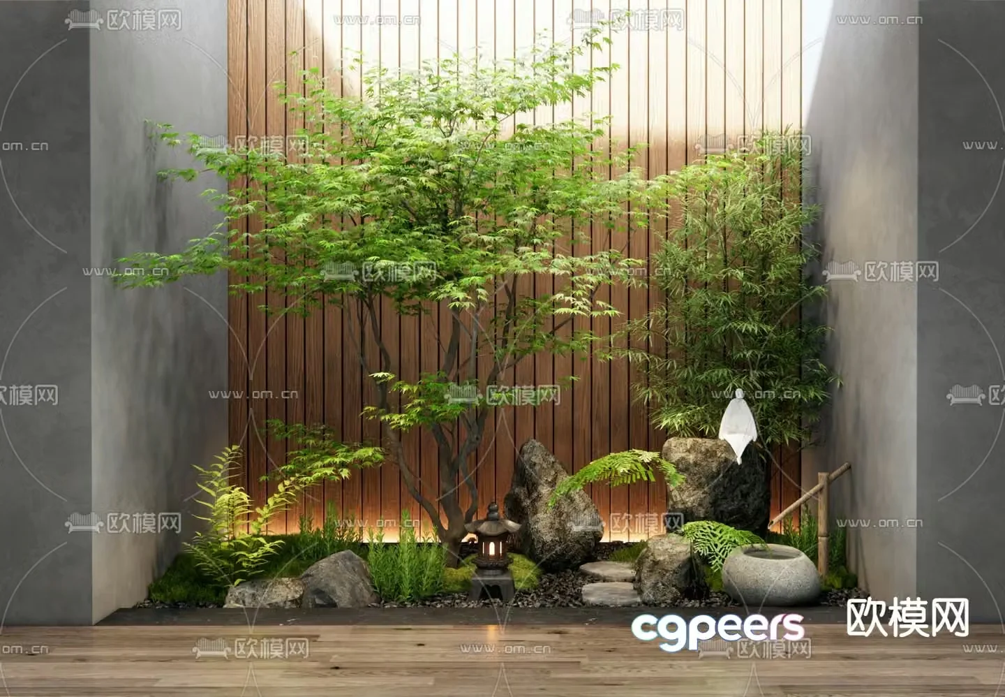 Indoor landscape plant landscaping Zen sketch 3D model