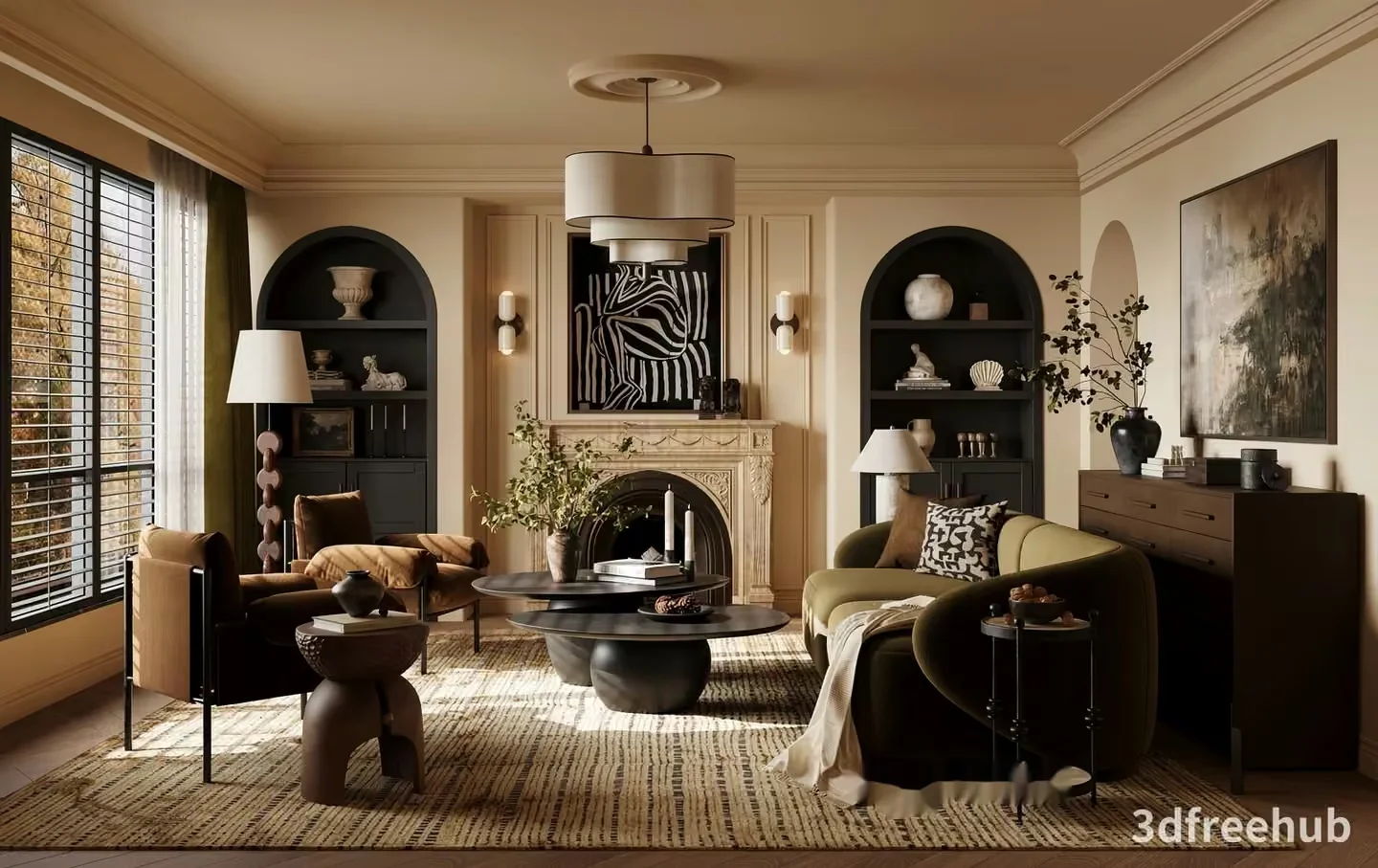 Cozy Living Room 3D Model – 20928 – VRAY Render