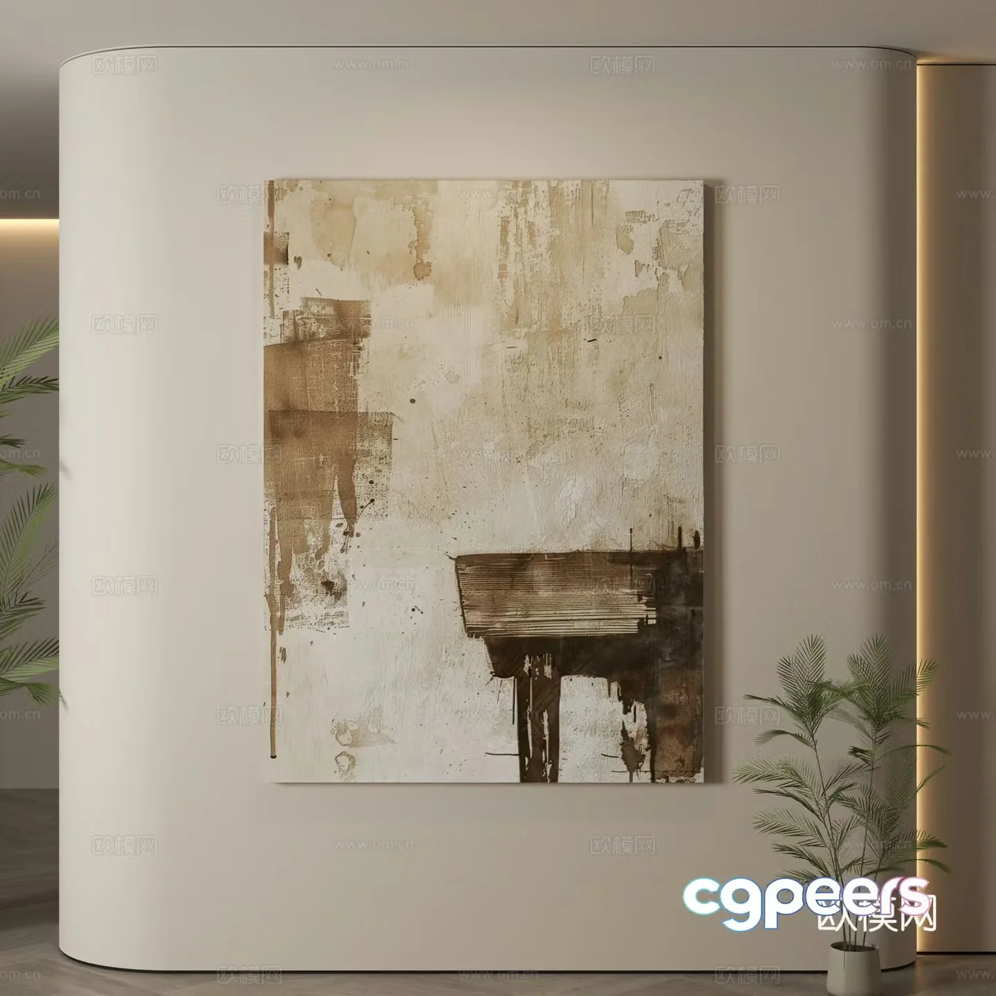 Modern hanging paintings Wasabi wind hanging paintings texture paintings abstract paintings decorative paintings 3D model