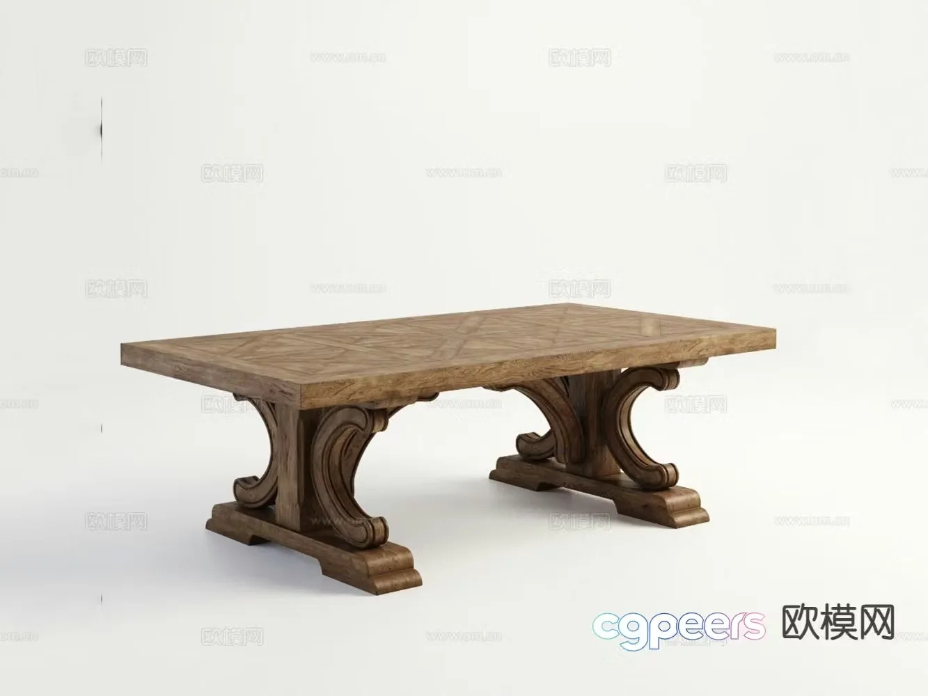 American dining table solid wood dining table 3d model