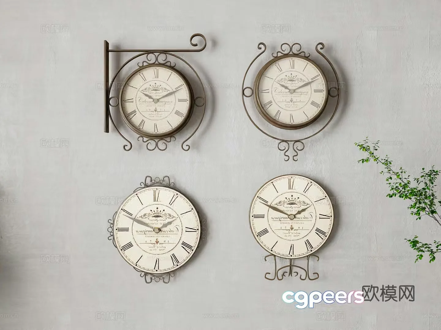 American wall clock combination 3D model