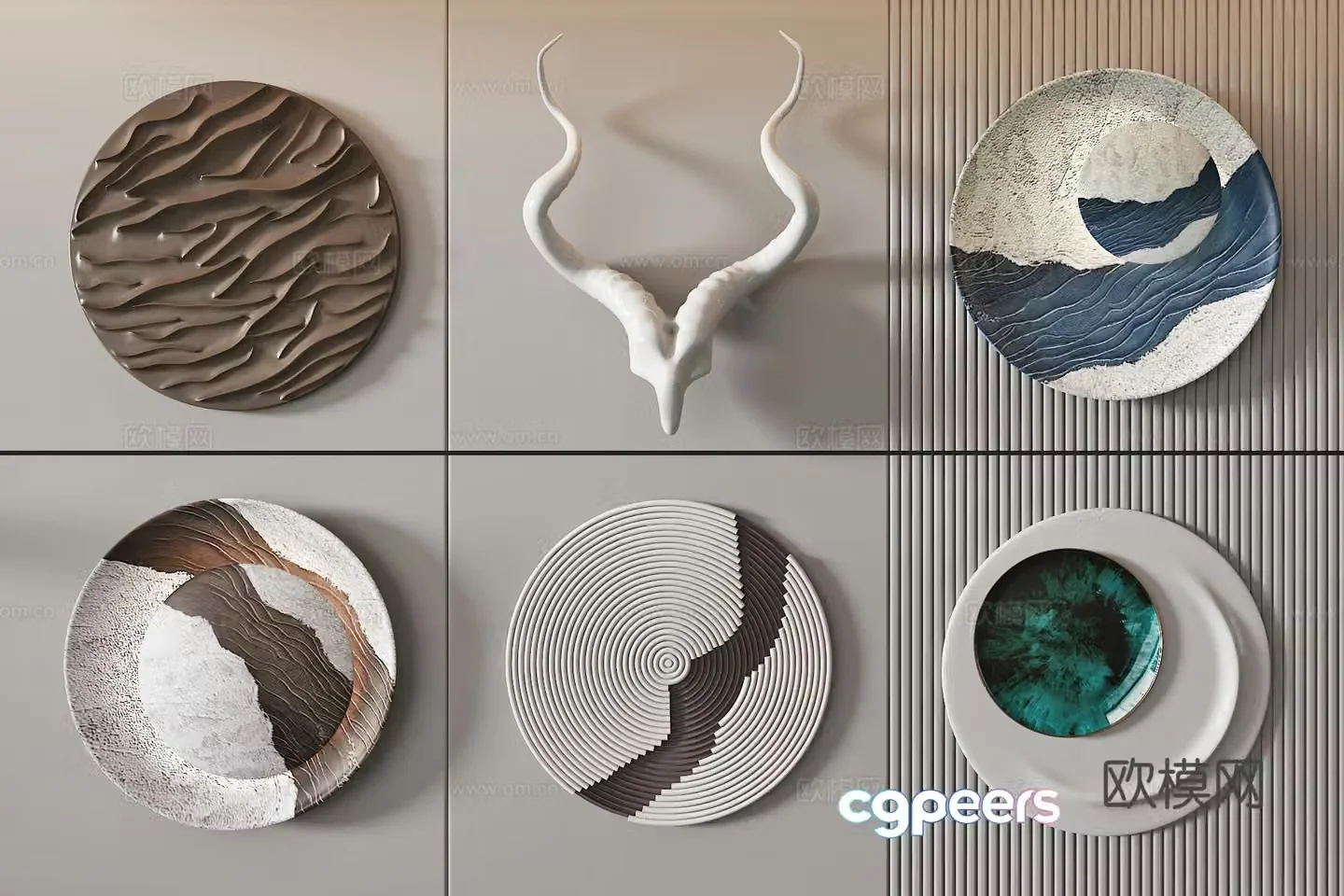 Modern wall decoration pendant art installation three-dimensional painting 3d model