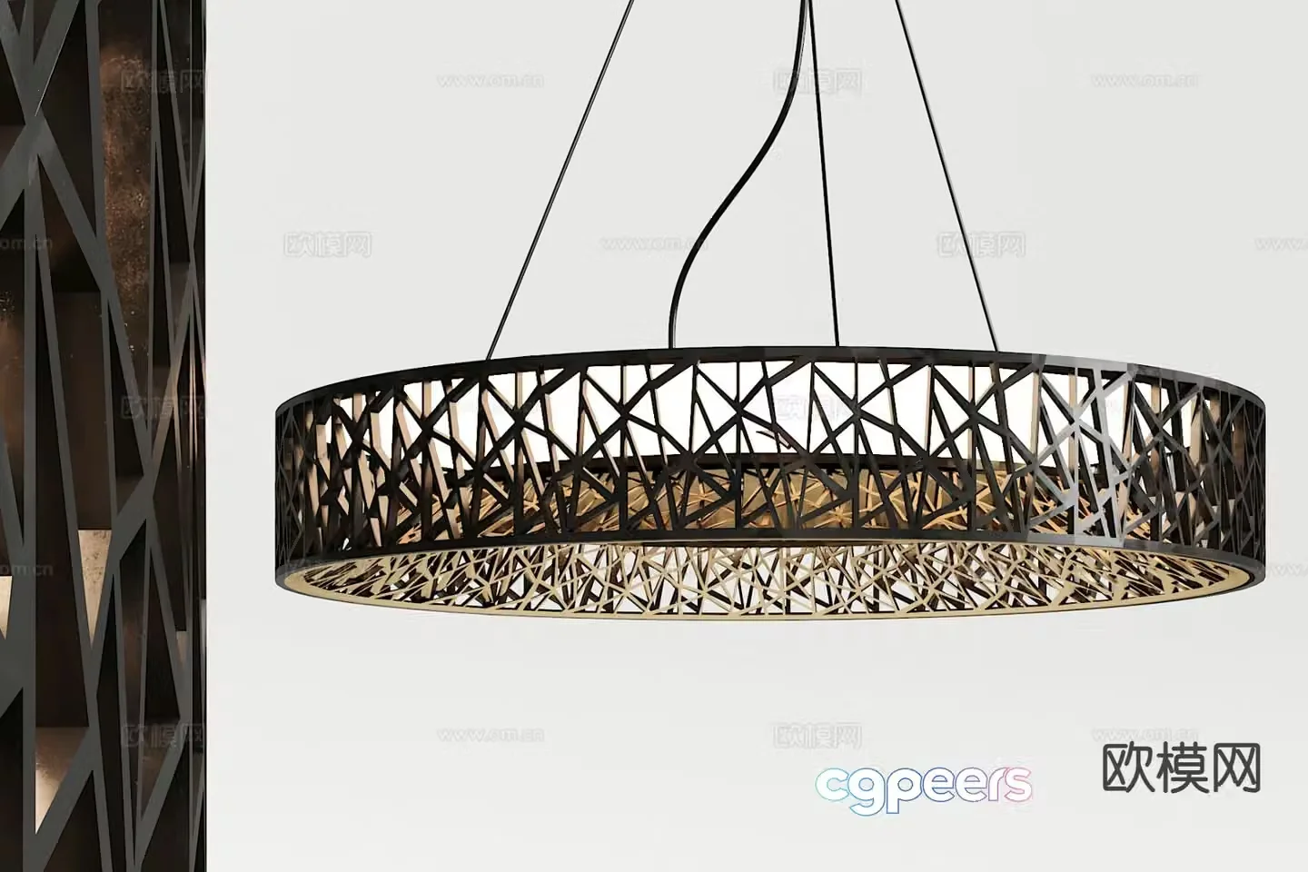 Industrial style round chandelier 3d model