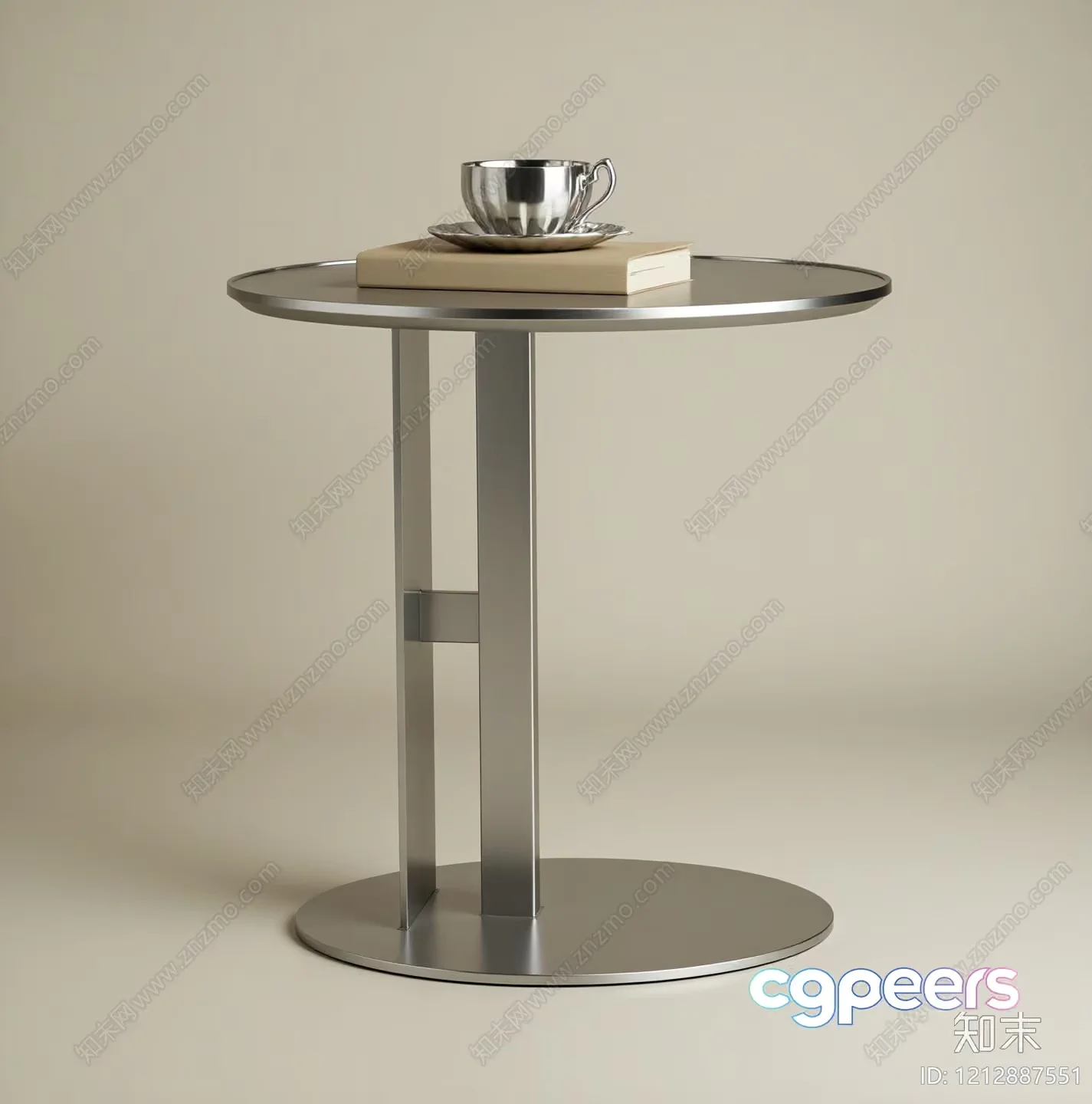 Silver Round Table 3D Model – 5313 – VRAY Render