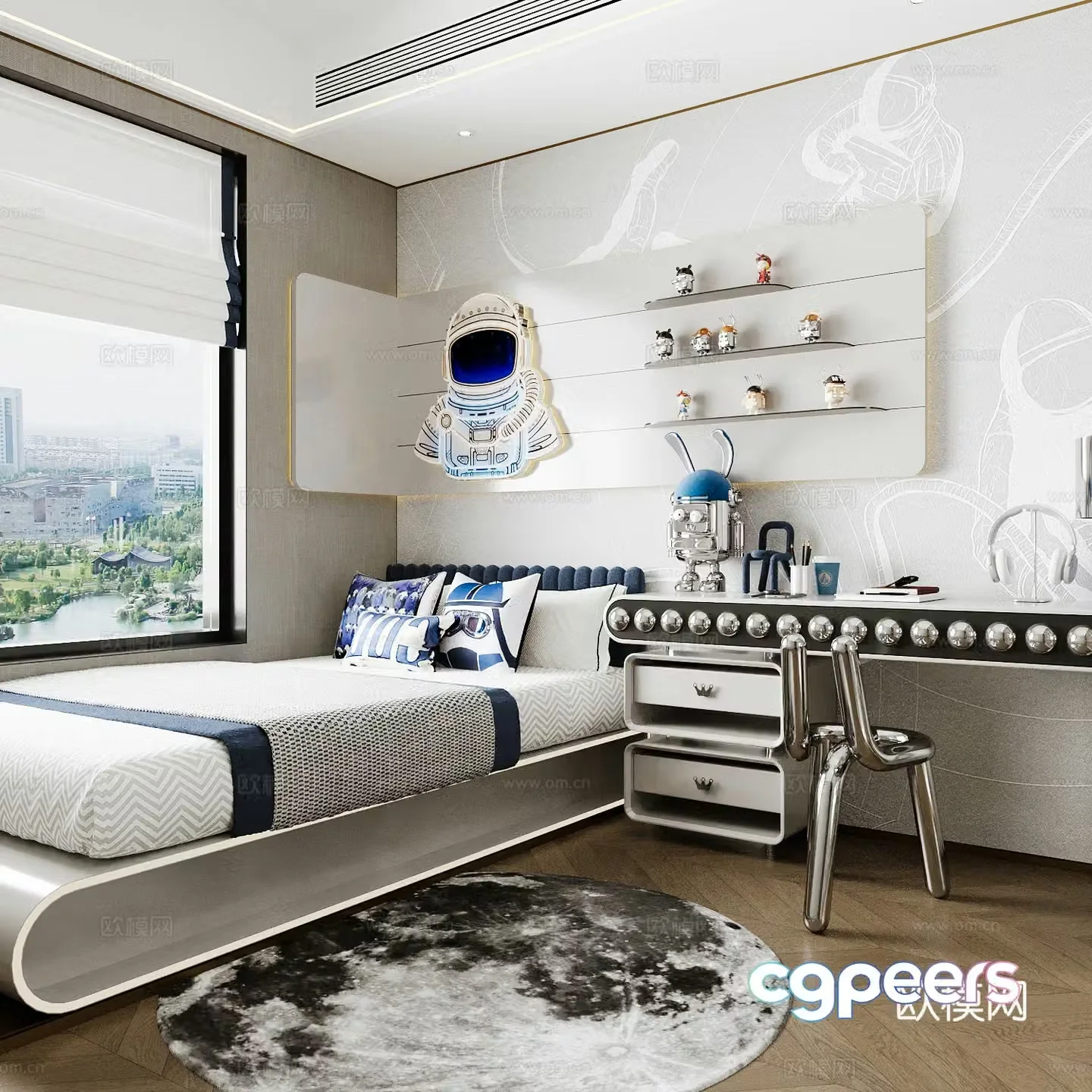 Modern children’s room boy’s room girl’s room children’s bed children’s wardrobe children’s desk 3d model