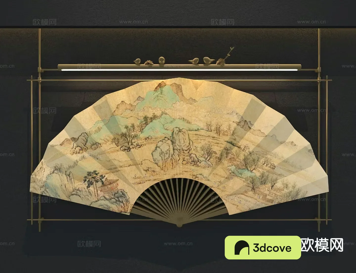 New Chinese style landscape painting decorative painting fan hanging painting