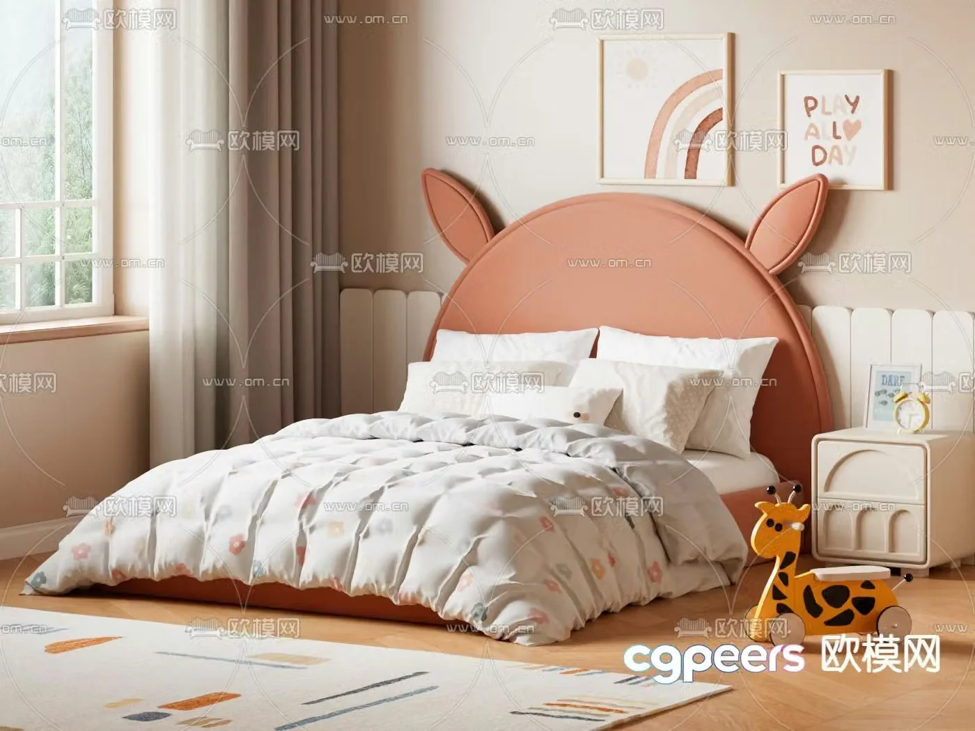 Simple children’s bed rabbit bed 3d model