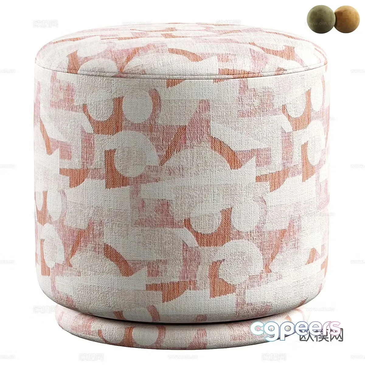 New Chinese style fabric stool 3D model