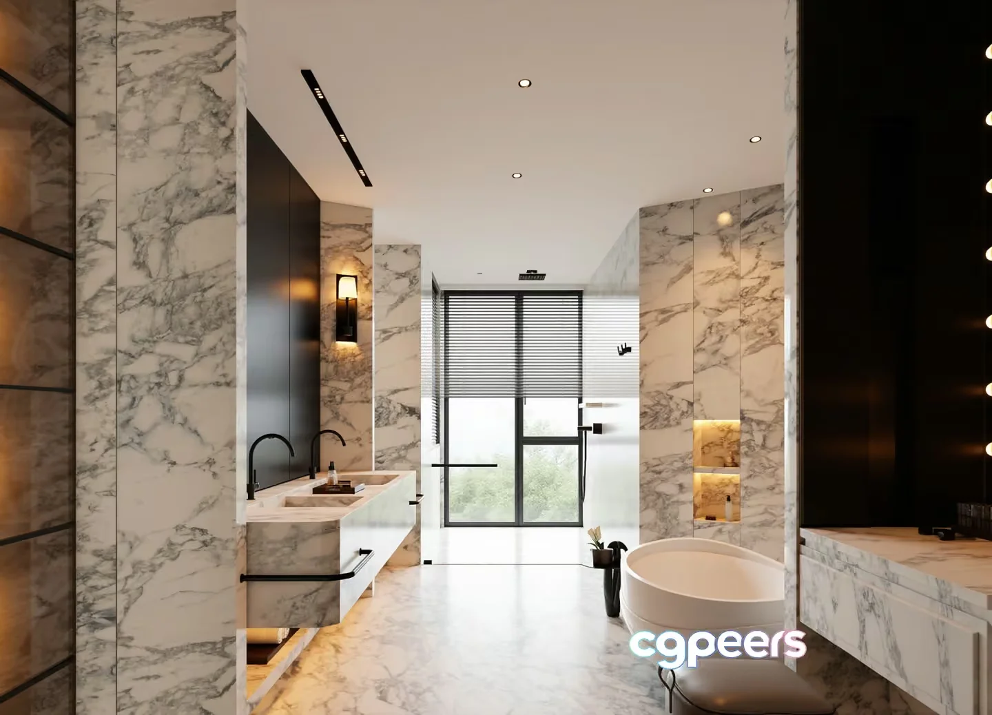 Modern Marble Bathroom 3D Model – 7918 – VRAY Render