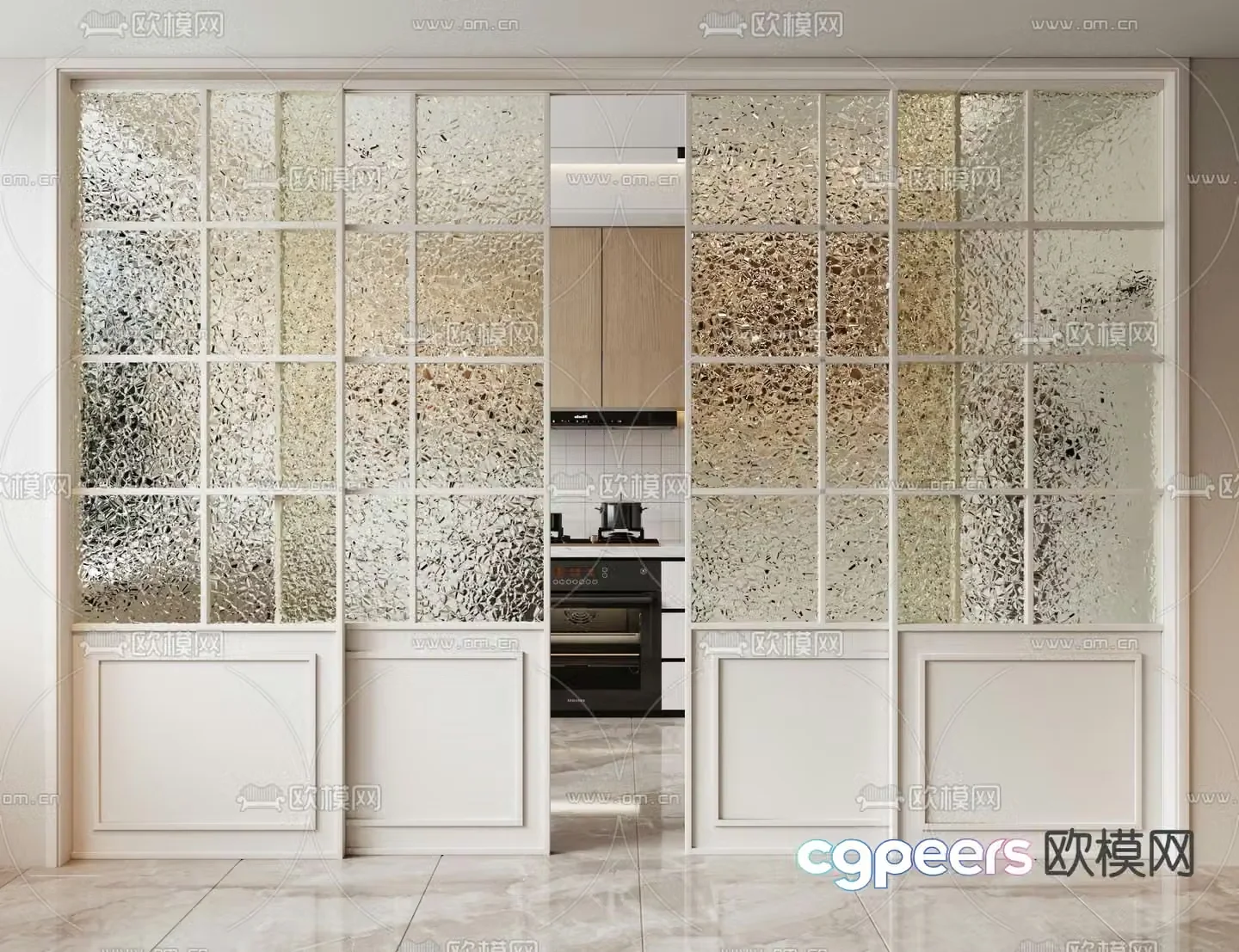 French door Changhong glass door Kitchen door Sliding door 3D model