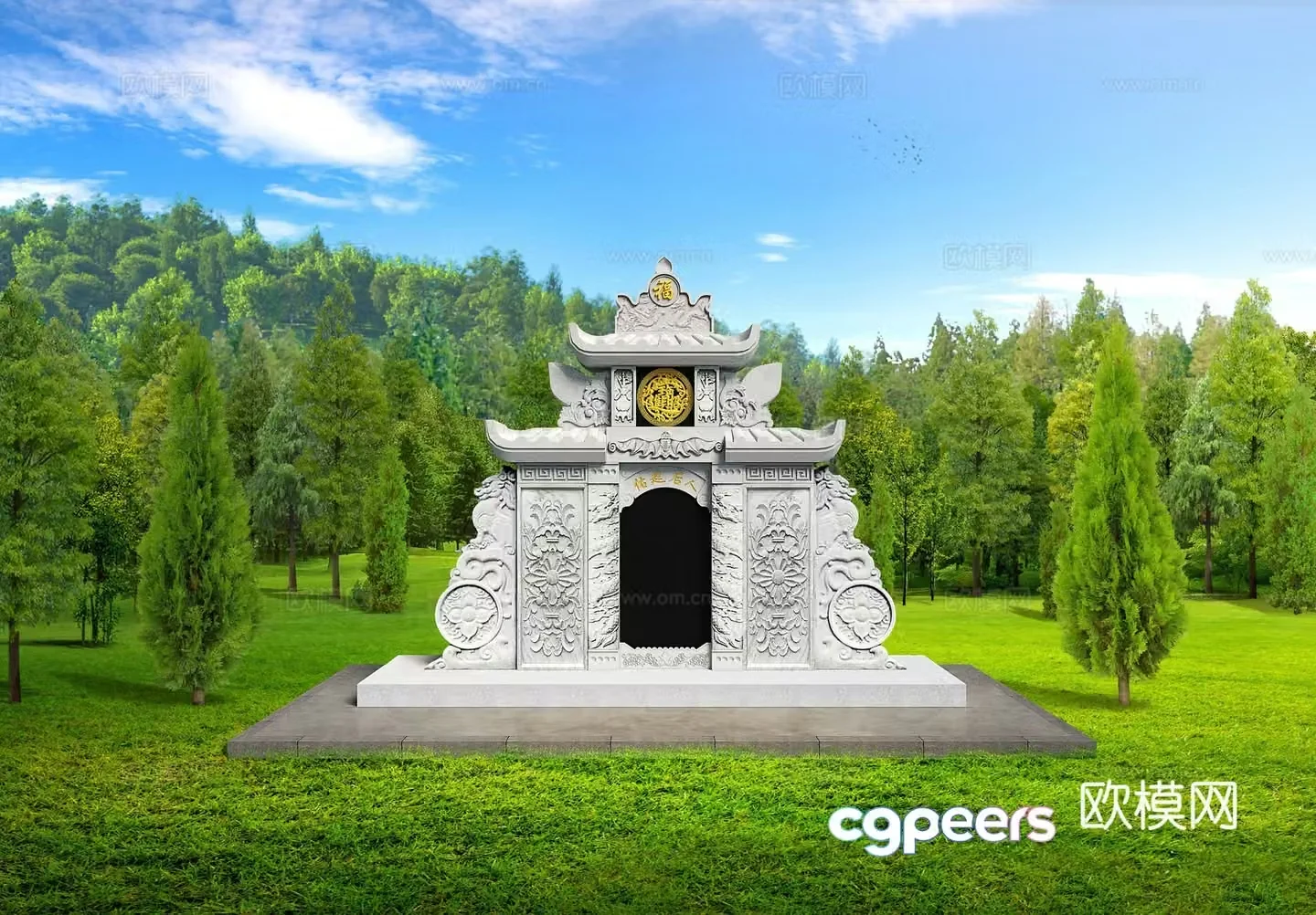 New Chinese bluestone grave 3D model