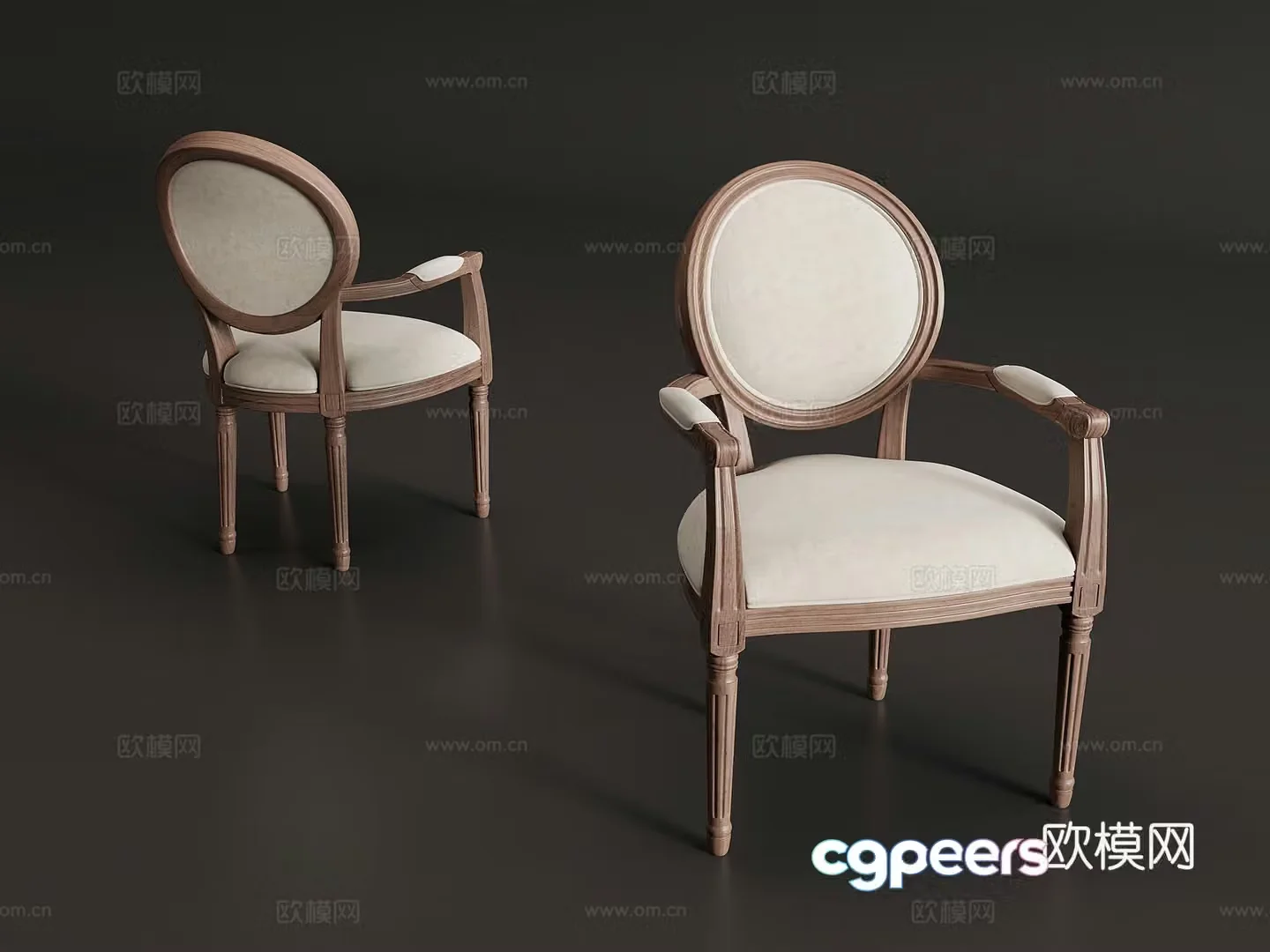 American single chair writing chair dining chair 3d model