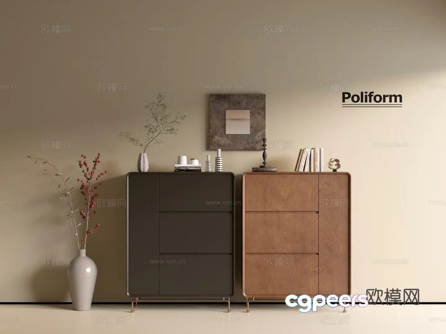 Modern wood grain cabinet ins wind minimalist wind cabinet whole cabinet sideboard balcony cabinet storage 3D model