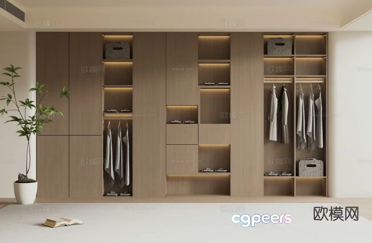 modern wardrobe wooden wardrobe 3d model