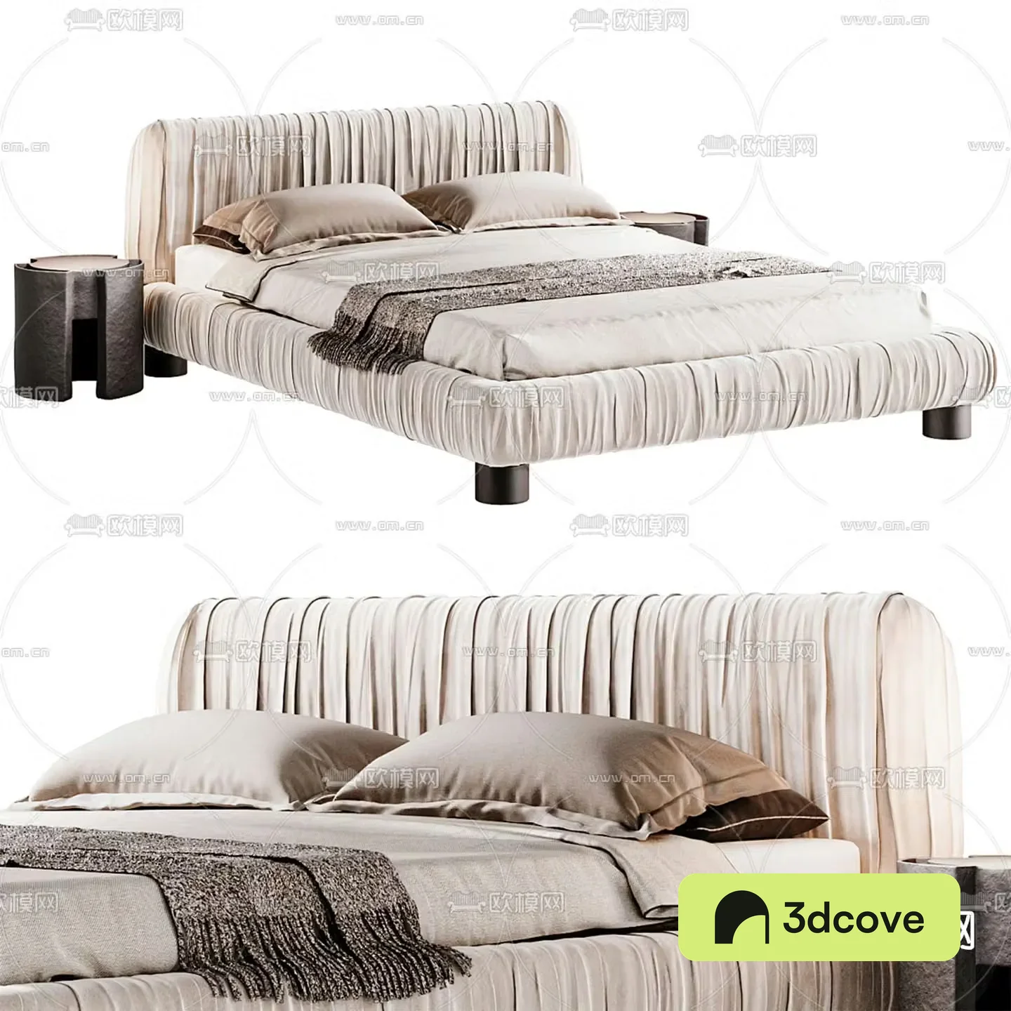 CB2 modern fabric double bed