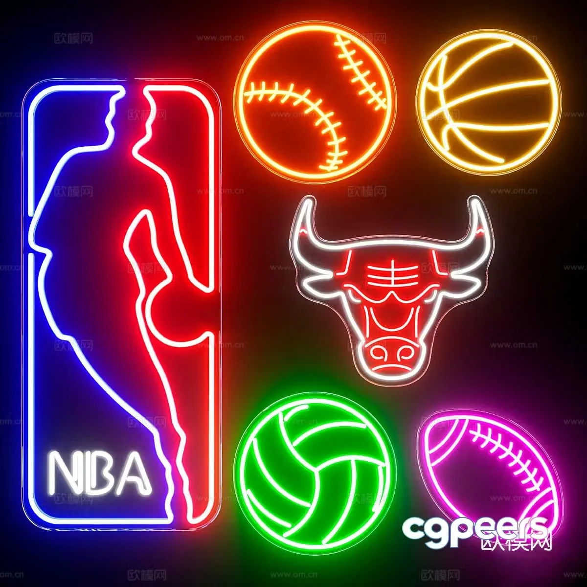 decorative lights neon lights advertising lights 3d model