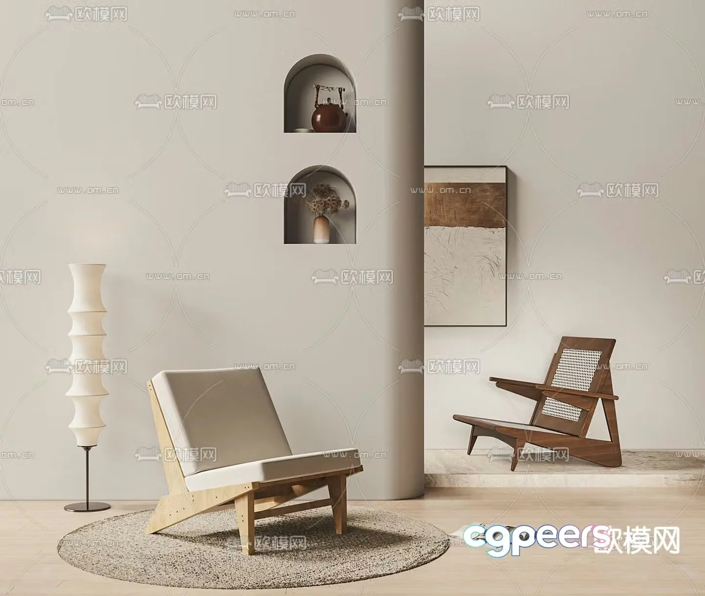 Wabi-sabi chair leisure chair 3d model