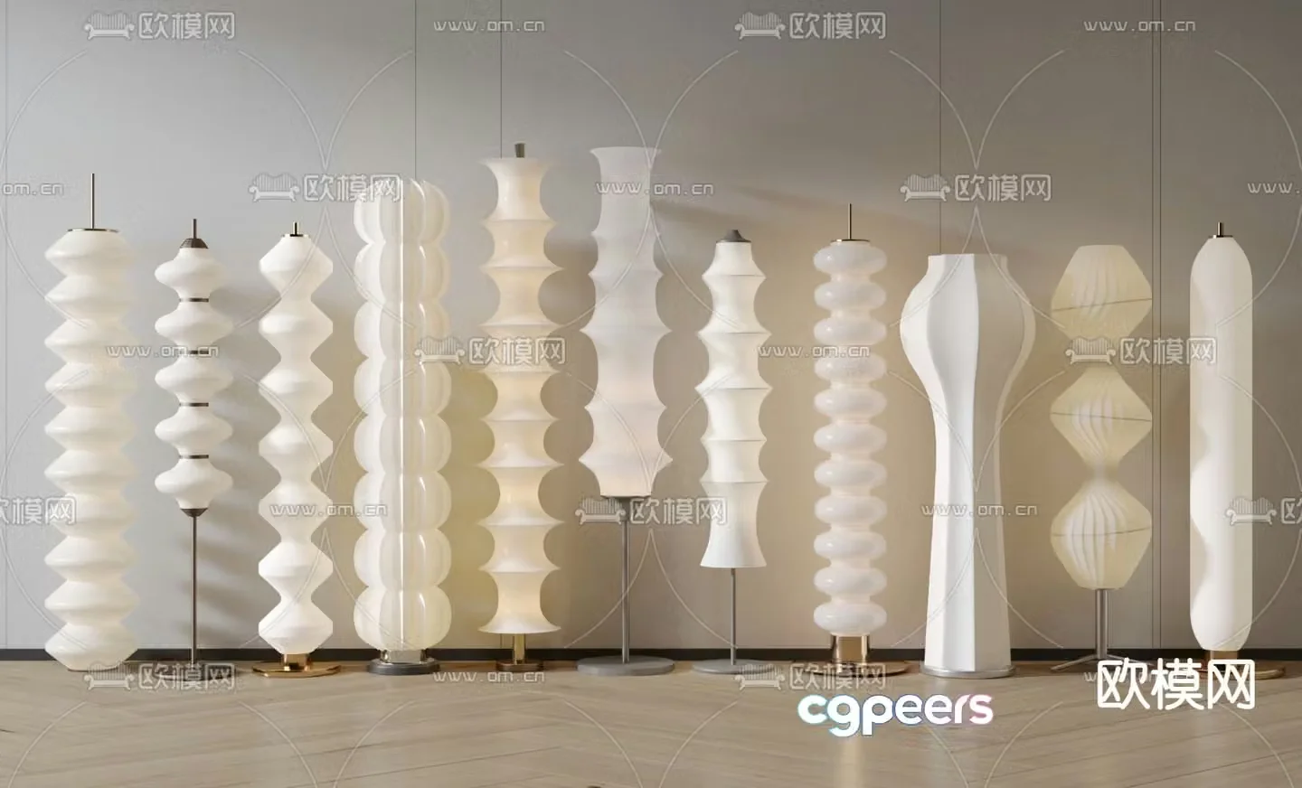 Cream style floor lamp 3d model