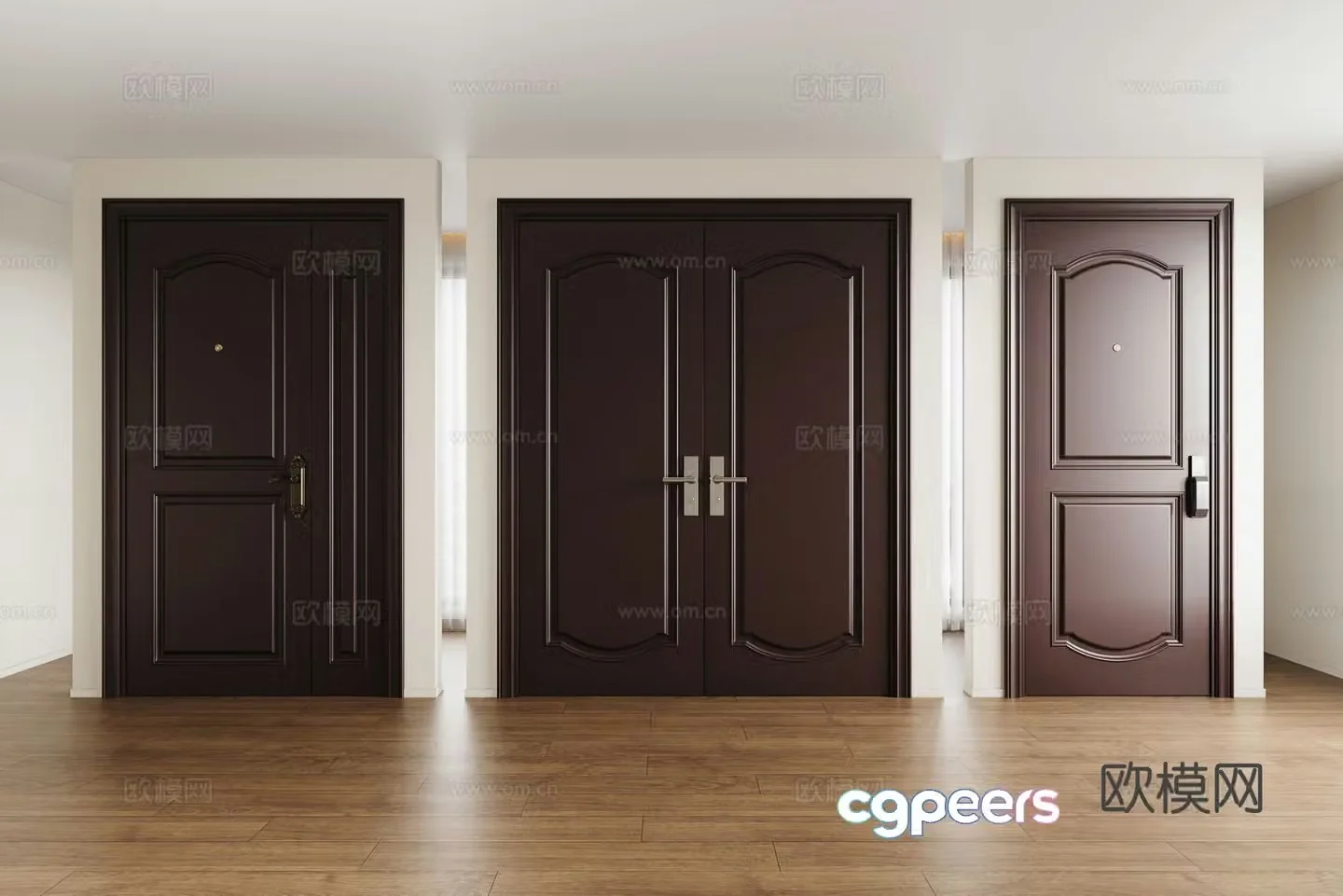 Modern entrance door security door double-open door mother and child door door lock 3d model