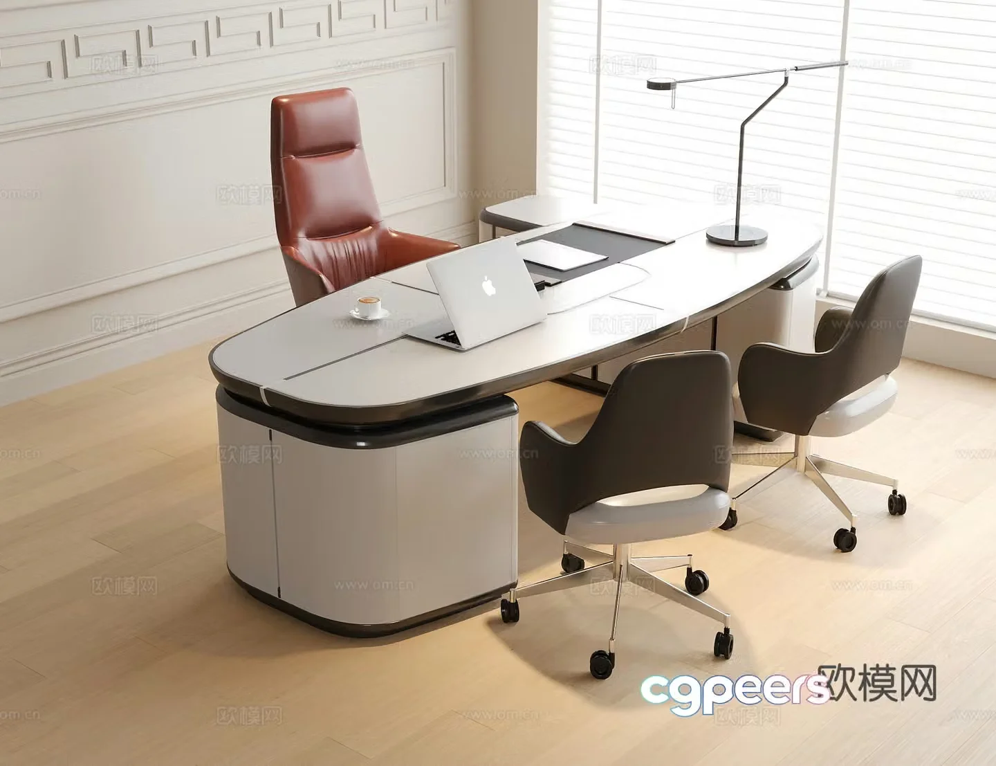 Modern boss desk office desk chair table table table 3D model