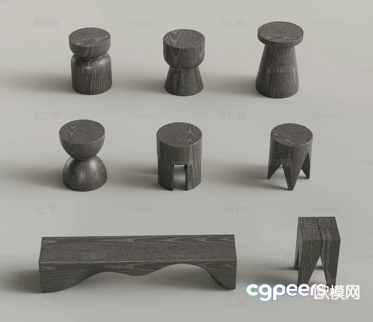 wabi-sabi stool round stool bench 3d model