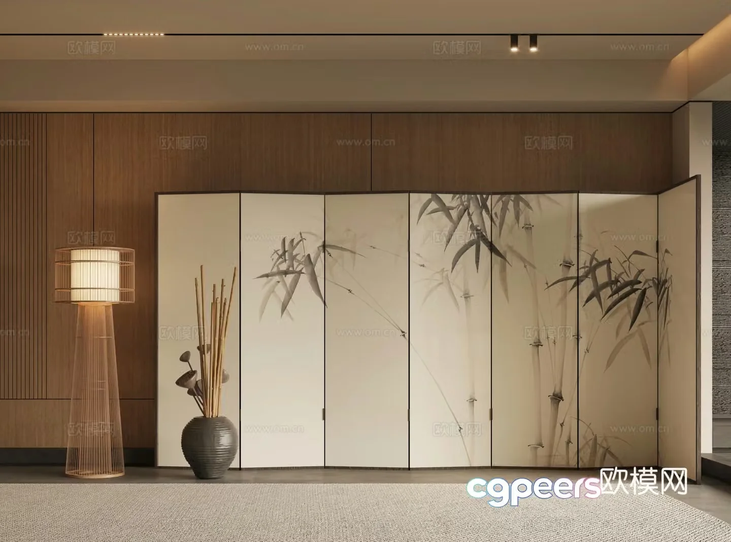 New Chinese style mural screen 3D model
